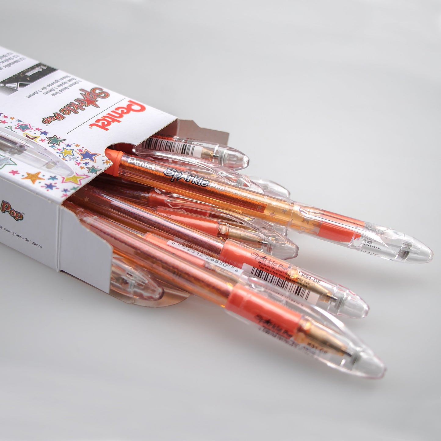 Pentel Sparkle Pop Metallic Gel Pen, (1.0mm) Bold Line, Orange/Yellow, Box of 12 Pens (K91-DF)