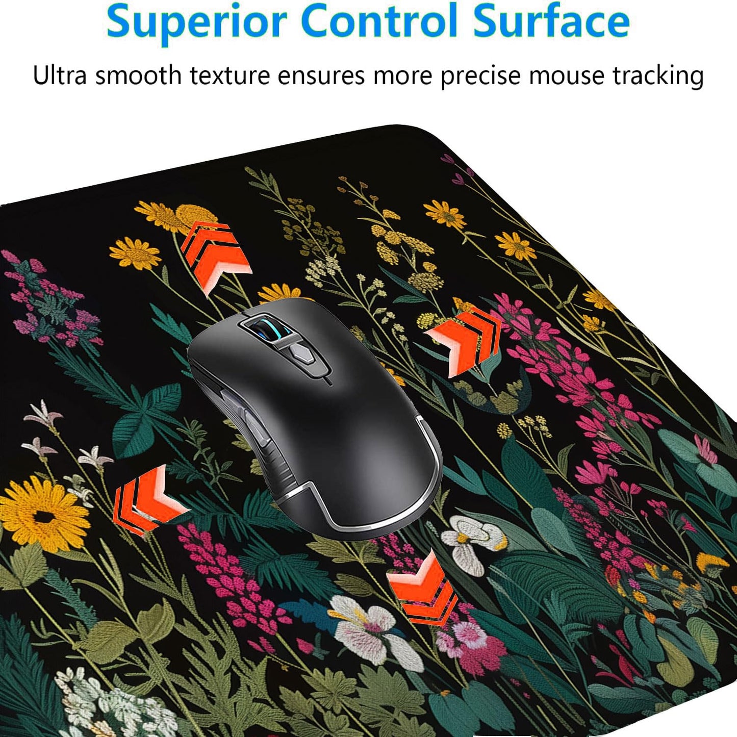 Floral Desk Pad Mouse Pad Weeds Flower Aesthetic Wildflower Mousepad XL Large Gaming Mouse Pad