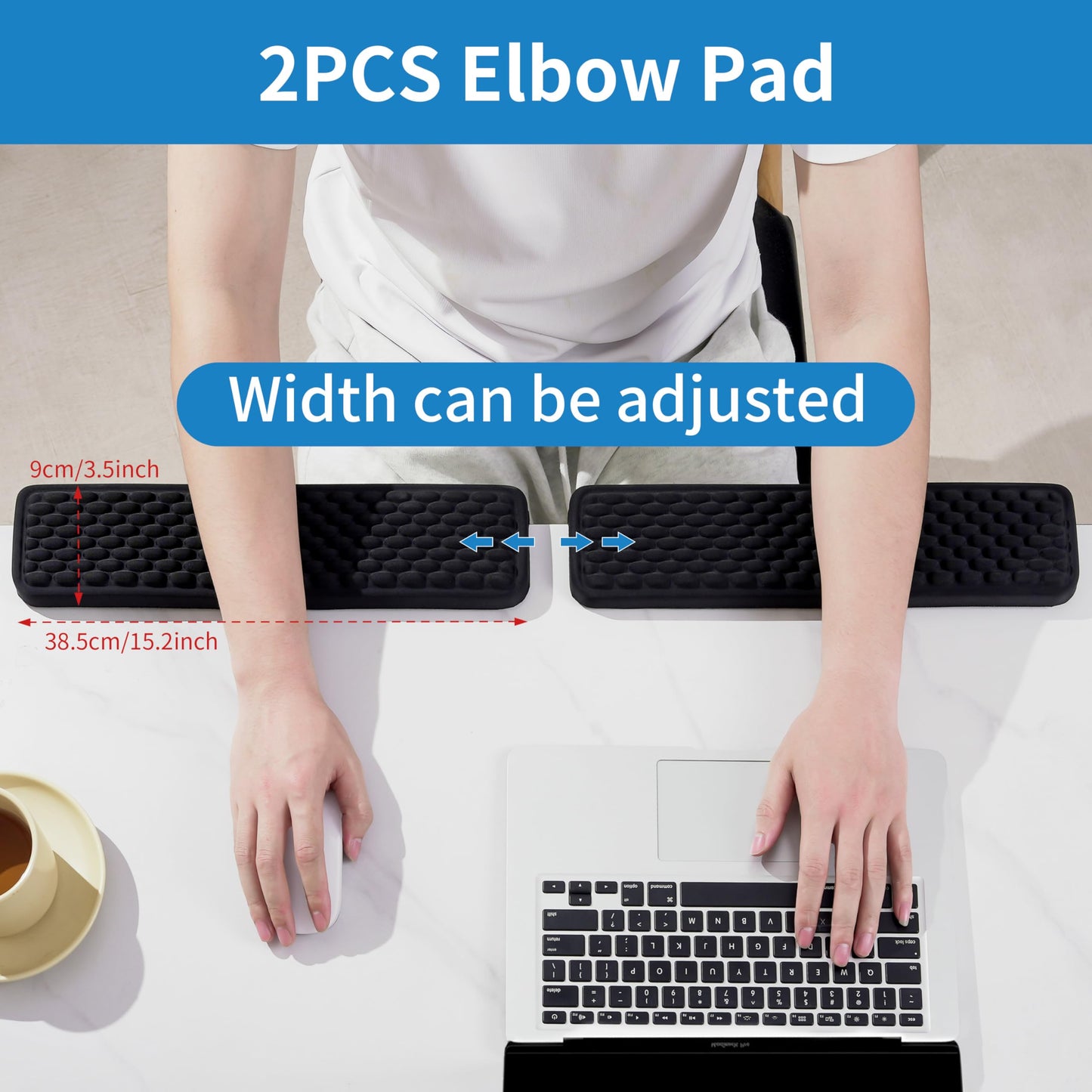 MEKASS L-Shaped Desk Elbow Pad for Desk, Memory Foam Elbow Support Padding with Non-Slip, Ergonomic