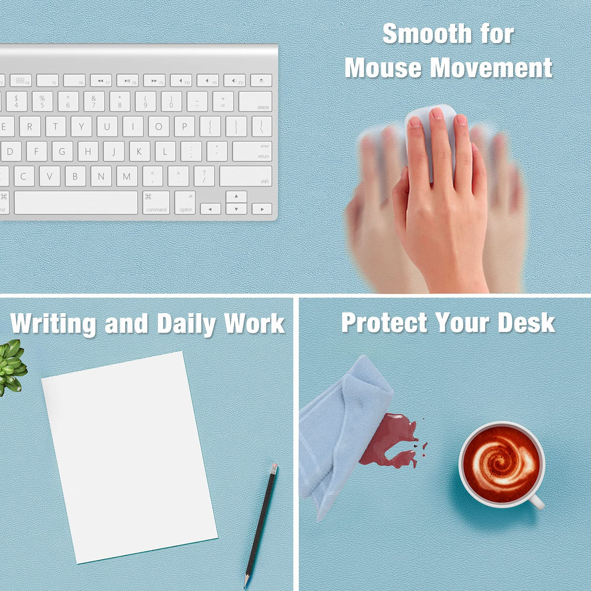 Hsurbtra Desk Pad, 35.5" x 17" PU Leather Desk Mat, XXL Extended Mouse Pad, Waterproof Desktop