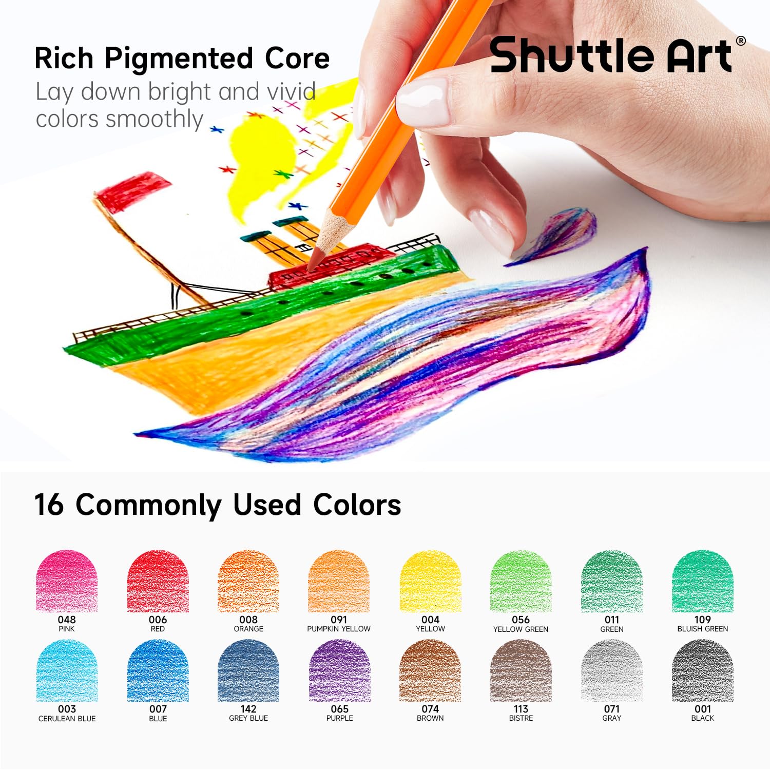 Shuttle Art 448 PCS Colored Pencils Bulk, 16 Colors, Pre-sharpened for Kids