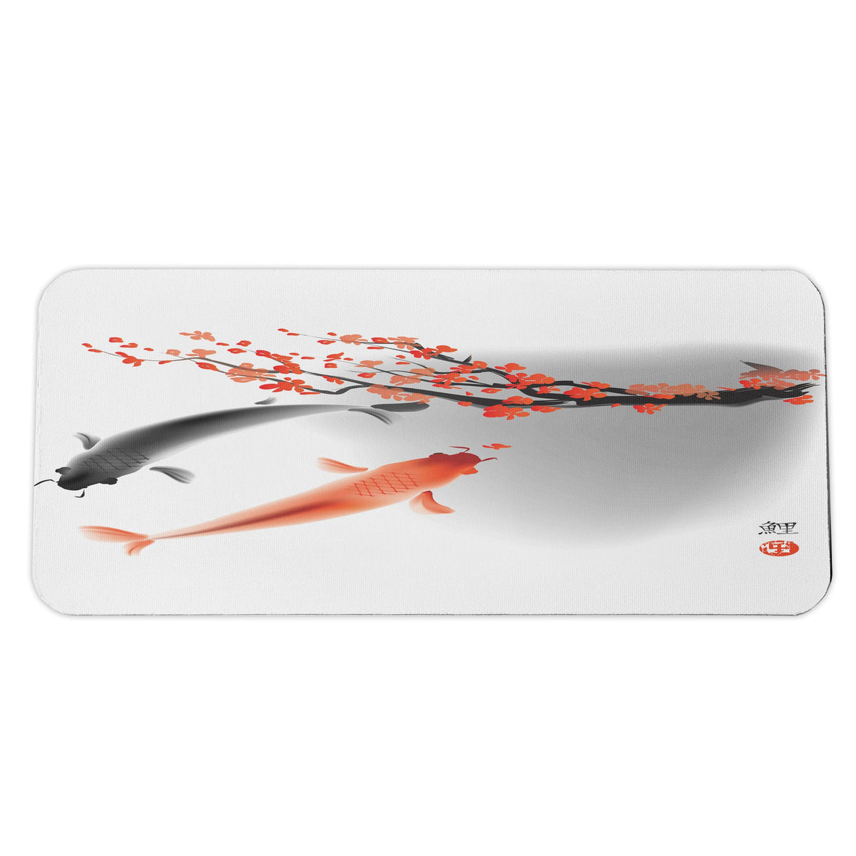 Ambesonne Japanese Computer Mouse Pad, Koi Carp Fish Couple Swimming Cherry Blossom Sakura Branch