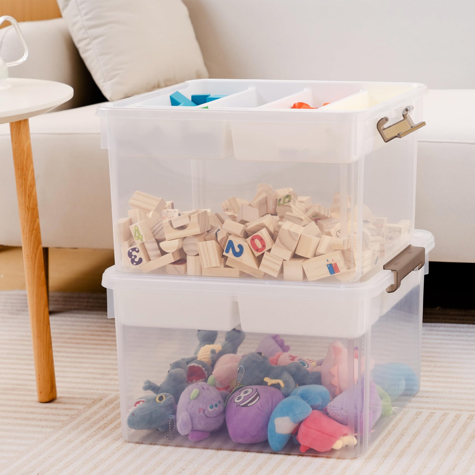 Citylife 32QT 2Packs Clear Craft Organizers and Storage Box with Tray