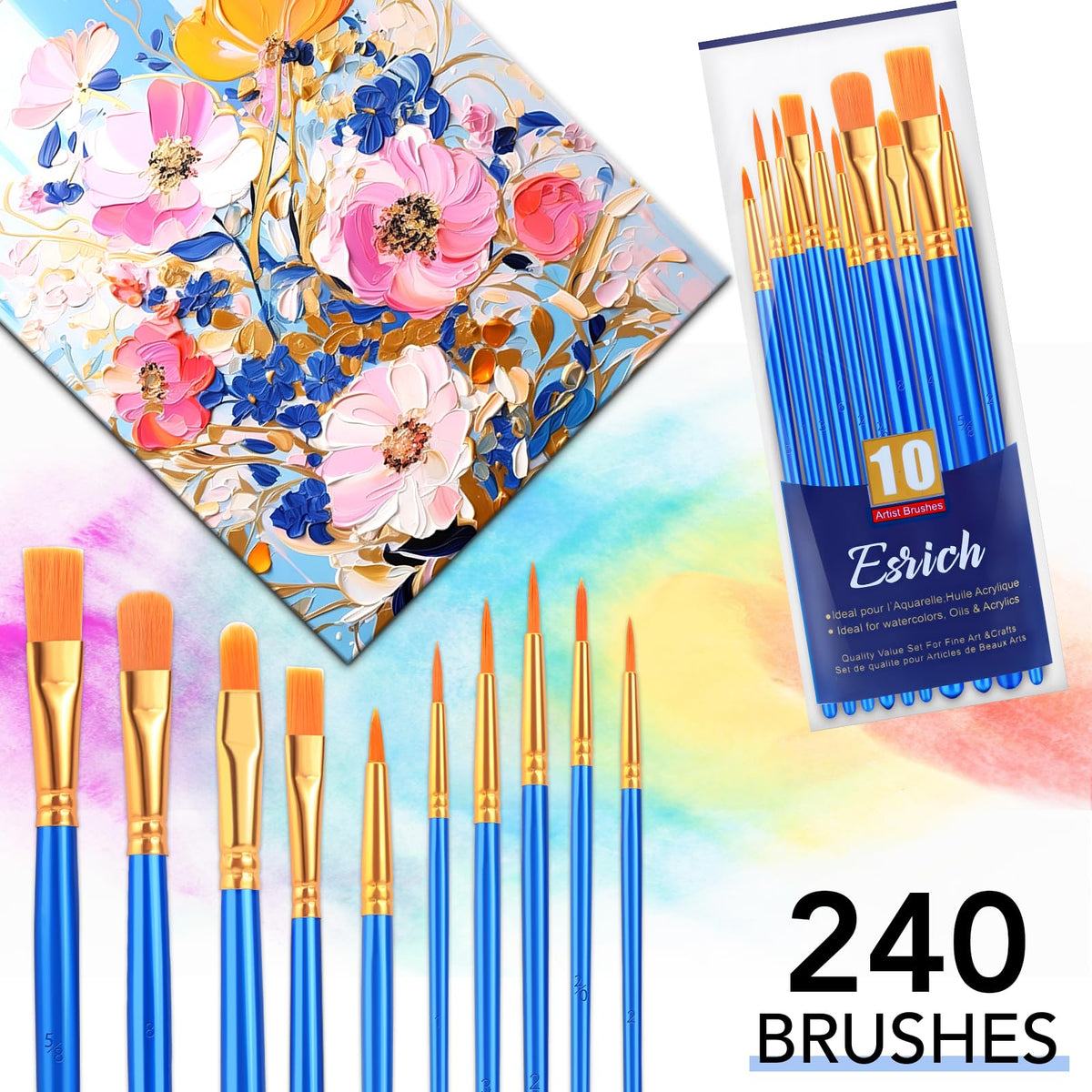 ESRICH 240PCS Paint Brushes, Paint Brush for Acrylic Painting