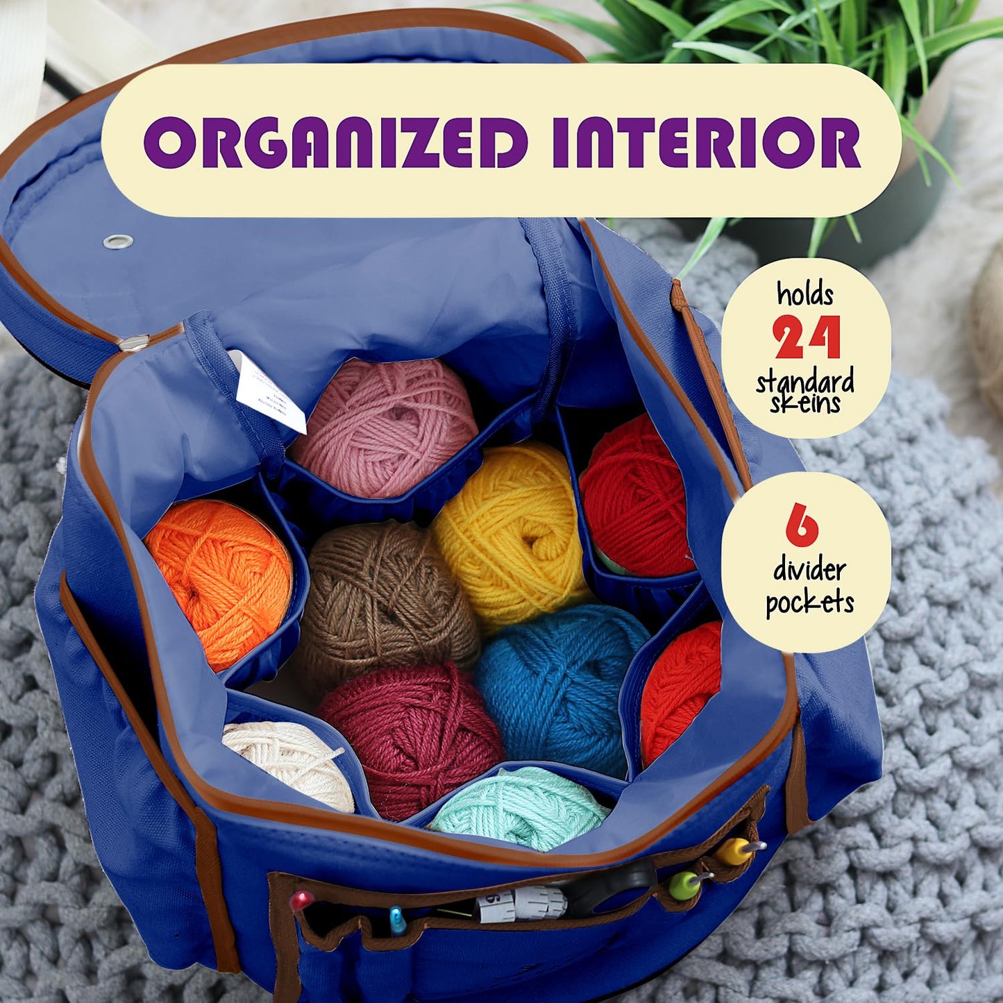 Hearth & Harbor Crochet Bag Organizer – Durable Knitting Bag, Yarn Organizer for Accessories and