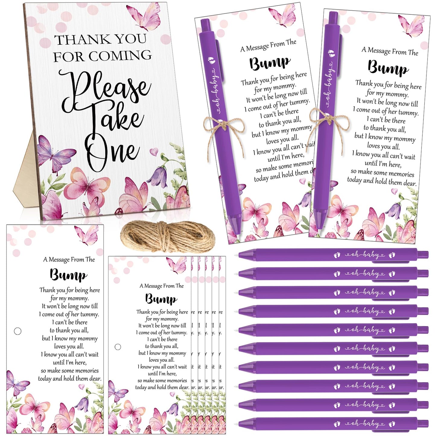 Sintuff 50 Set Baby Shower Party Favors for Guests, Purple, Butterfly