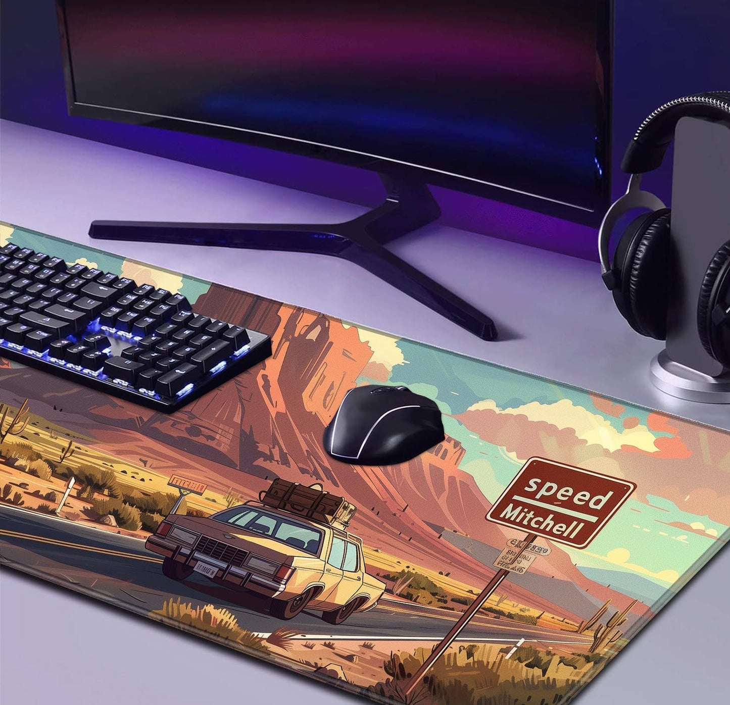 Natural Mountain View Gaming Computer Keyboard Pad, Computer Mouse Pad
