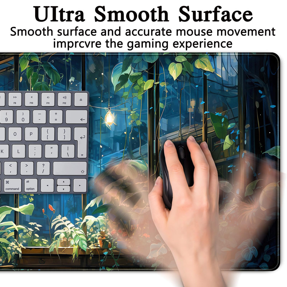 Plant Desk Mat Green Big Mouse Pad Large Gaming Mousepad Extended Keyboard Pad City View Aesthetic