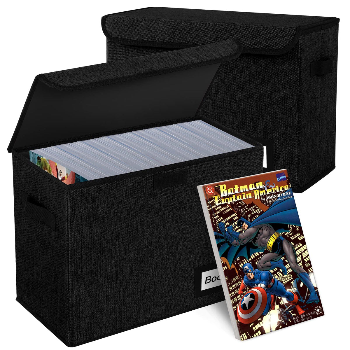 YNSZAS 2 Pack Comic Book Storage Box, Comic Protector Organizer, 15.8" X 7.8" X 11.8", Collapsible