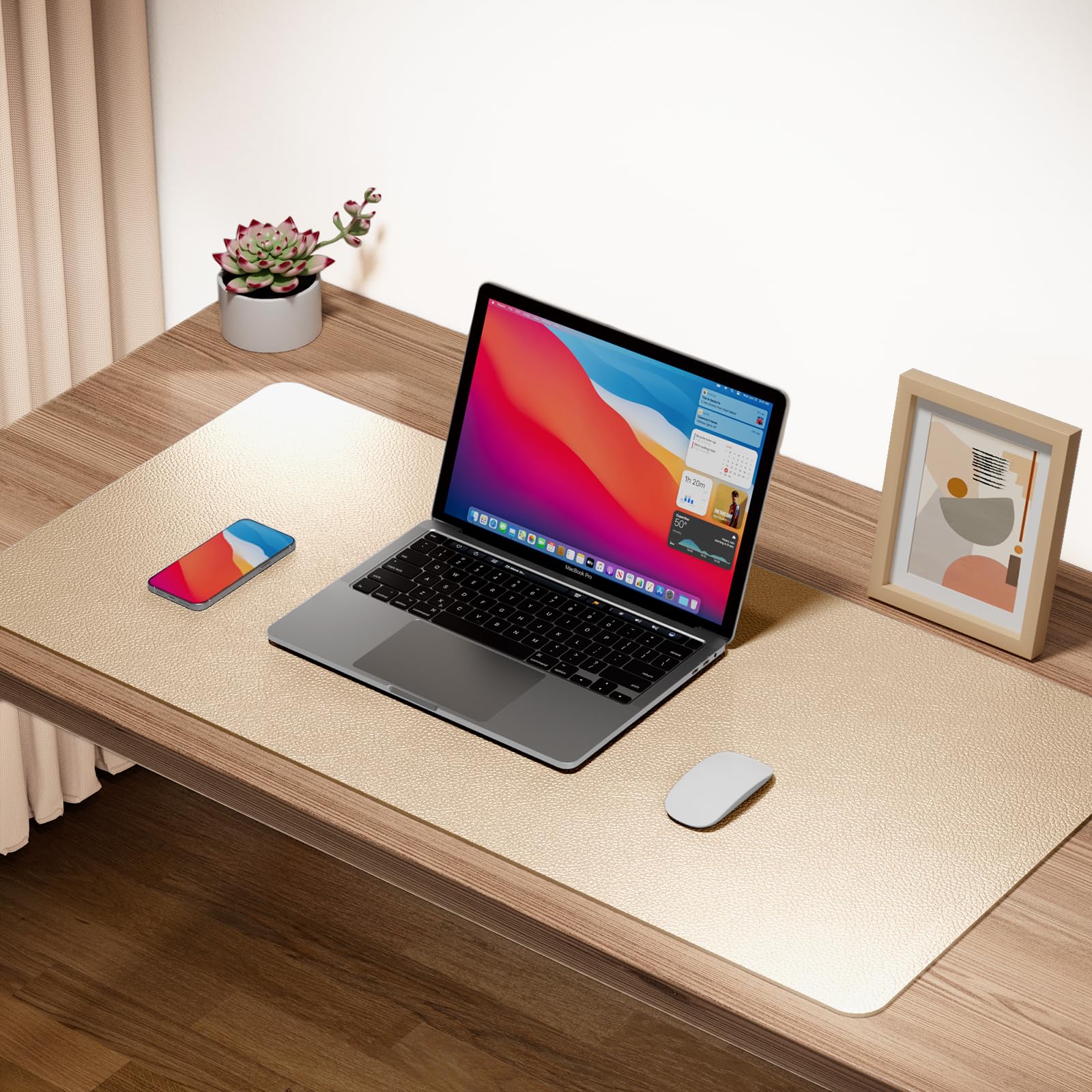 Boutilon Leather Desk Pad Protector,Non-Slip Mouse Pad,Laptop Desk Pad,Office Mouse Mat,Waterproof
