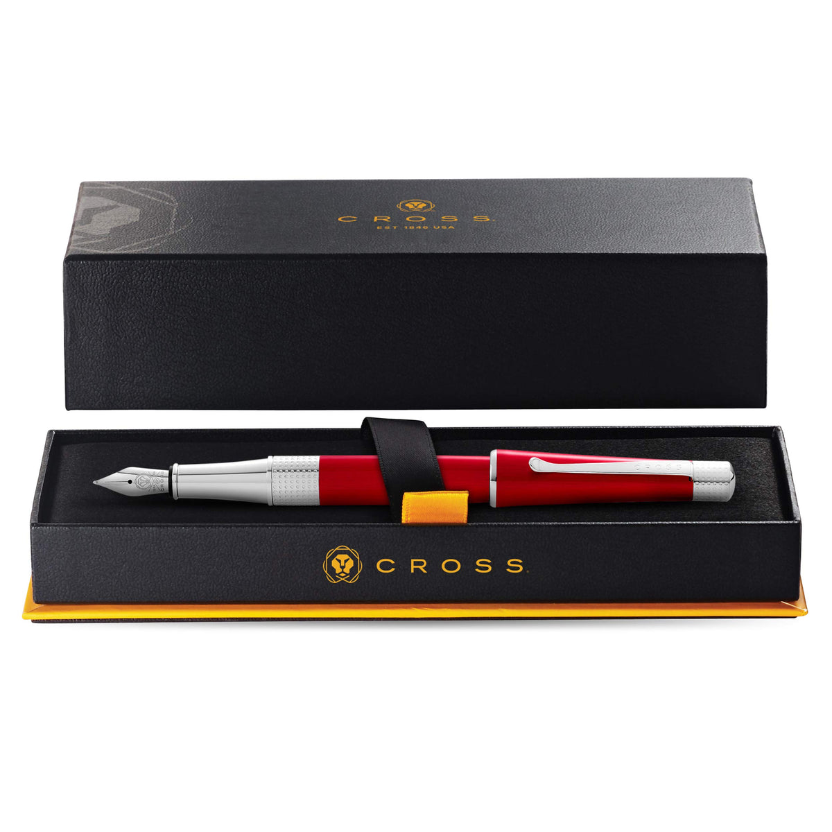 Cross Beverly Refillable Fountain Pen, Medium Nib, Includes Premium Gift Box - Translucent Red
