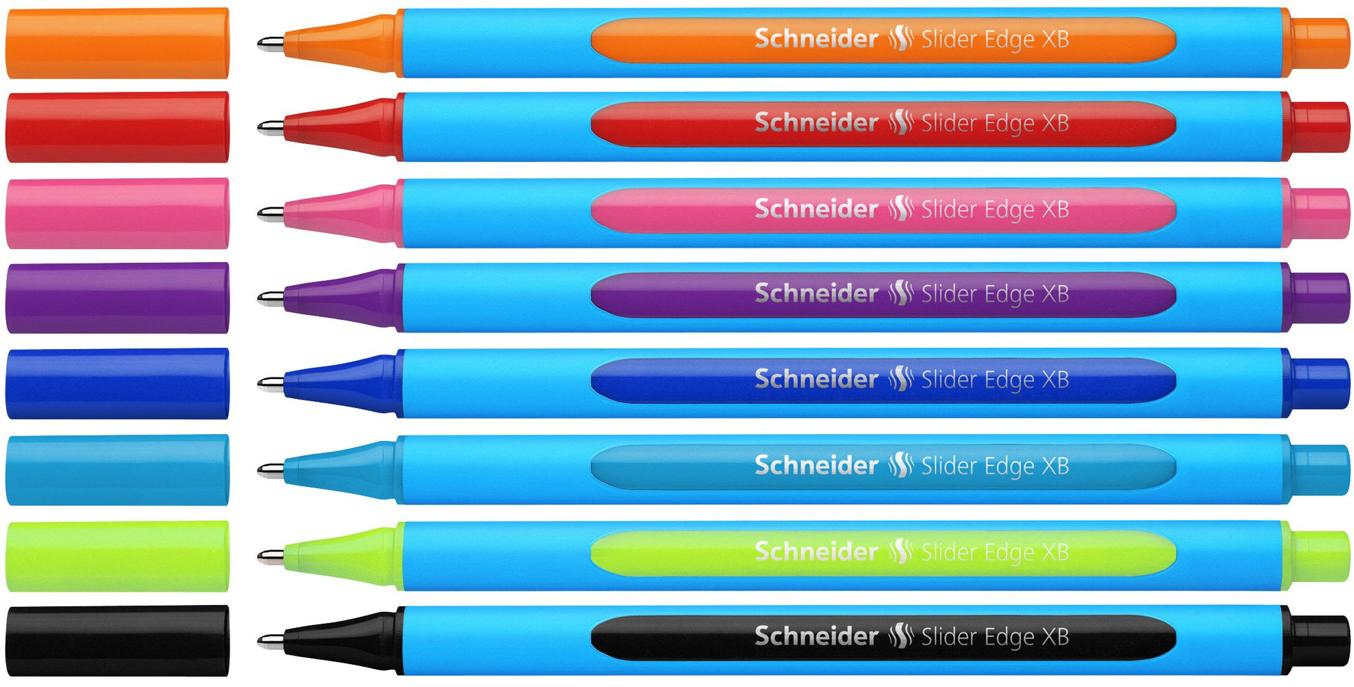 Schneider Slider Edge XB (Extra Broad) Ballpoint Pen, 1.4 mm, Light Blue Barrel, Assorted Ink