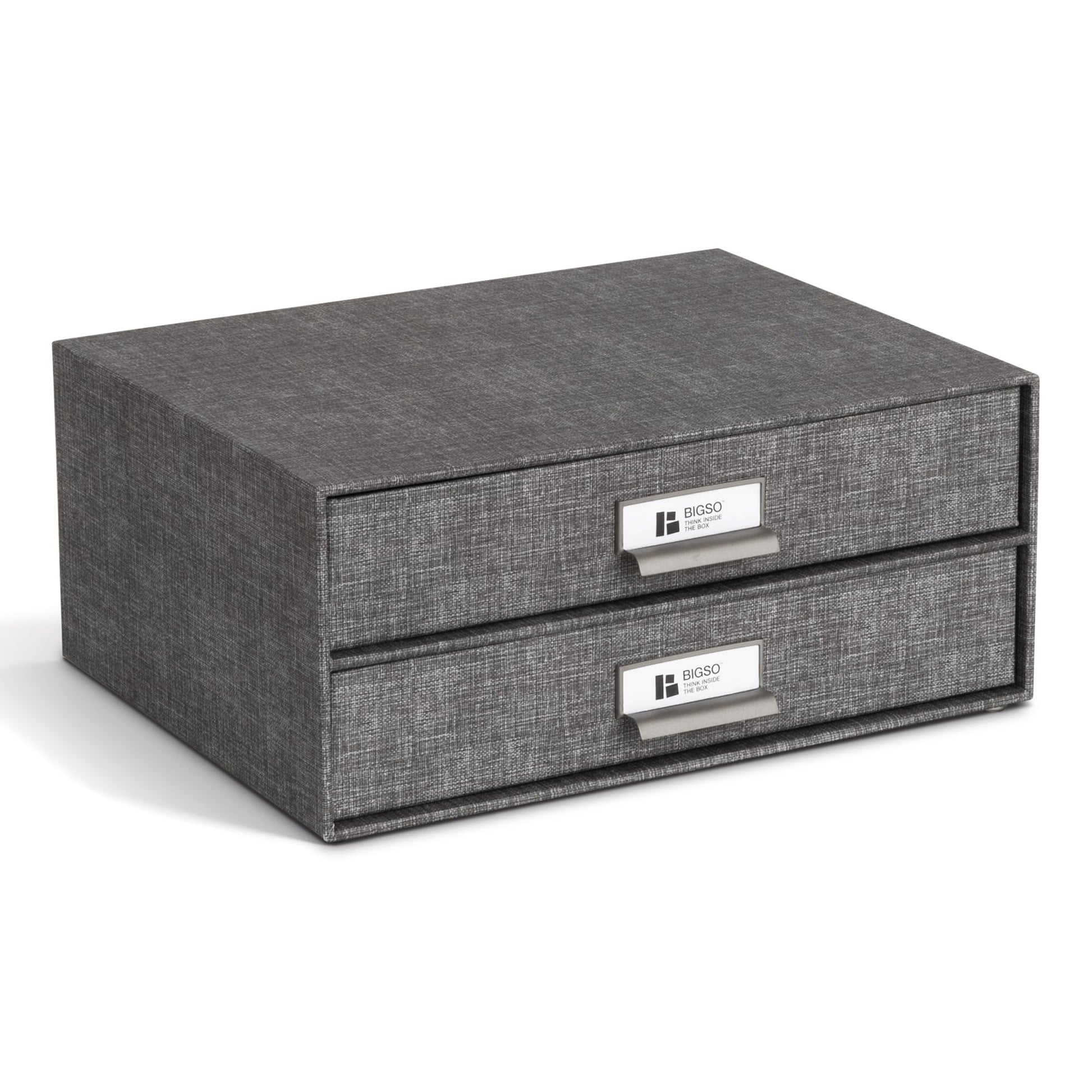 Bigso Birger 2-Drawer Canvas Fiberboard Easy Pull Handle Box - Desktop Drawers for A4 and Letter