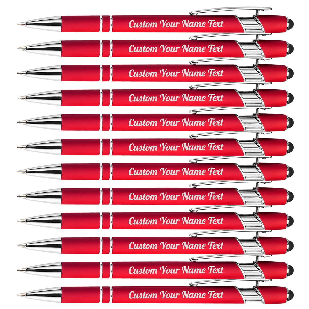 12PCS Personalized Pens Bulk with Name Free Engraving,Custom Ballpoint Pens with Stylus,Engraved