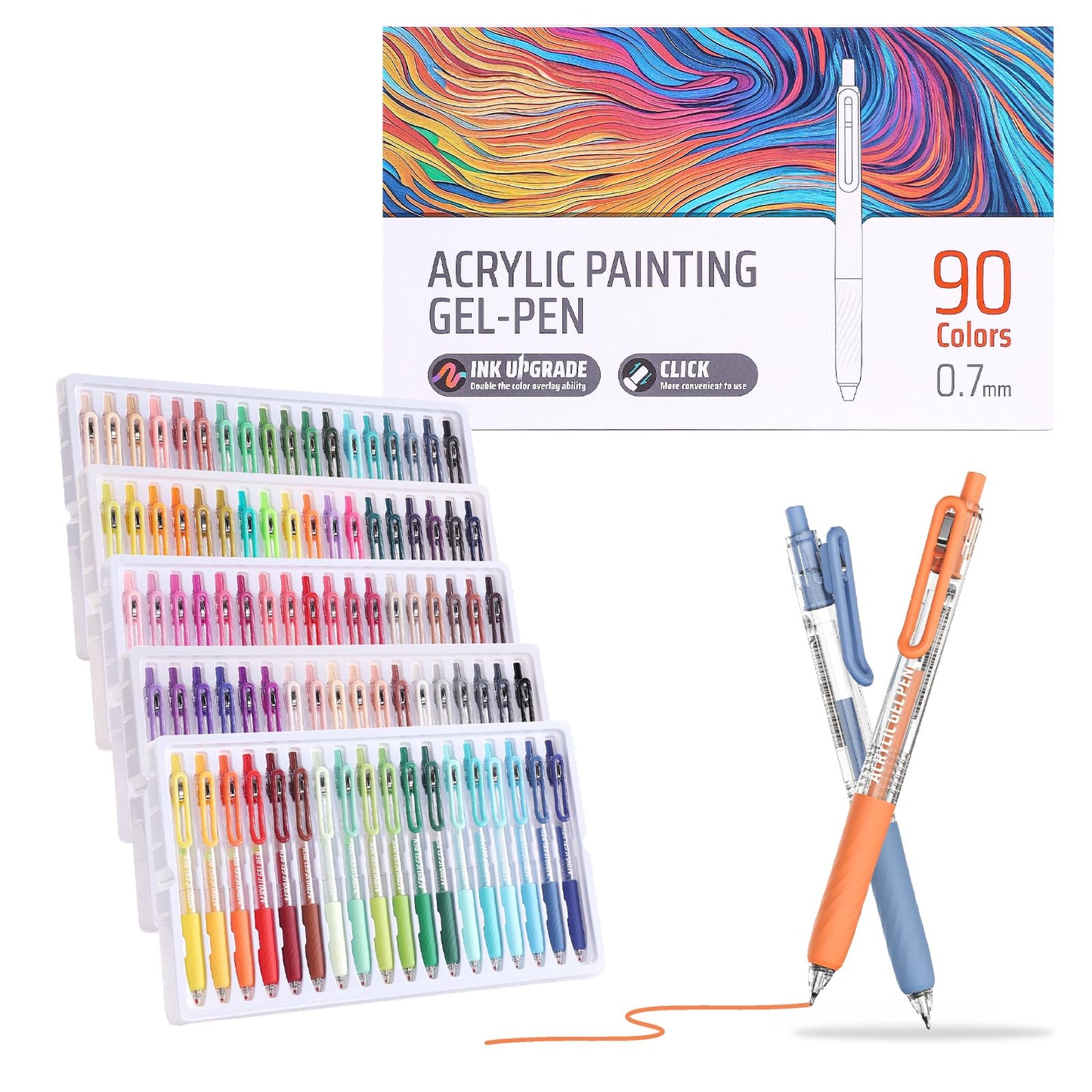 Xipan Acrylic Gel Pens for Coloring, 90 Colors Retractable Colored Pens
