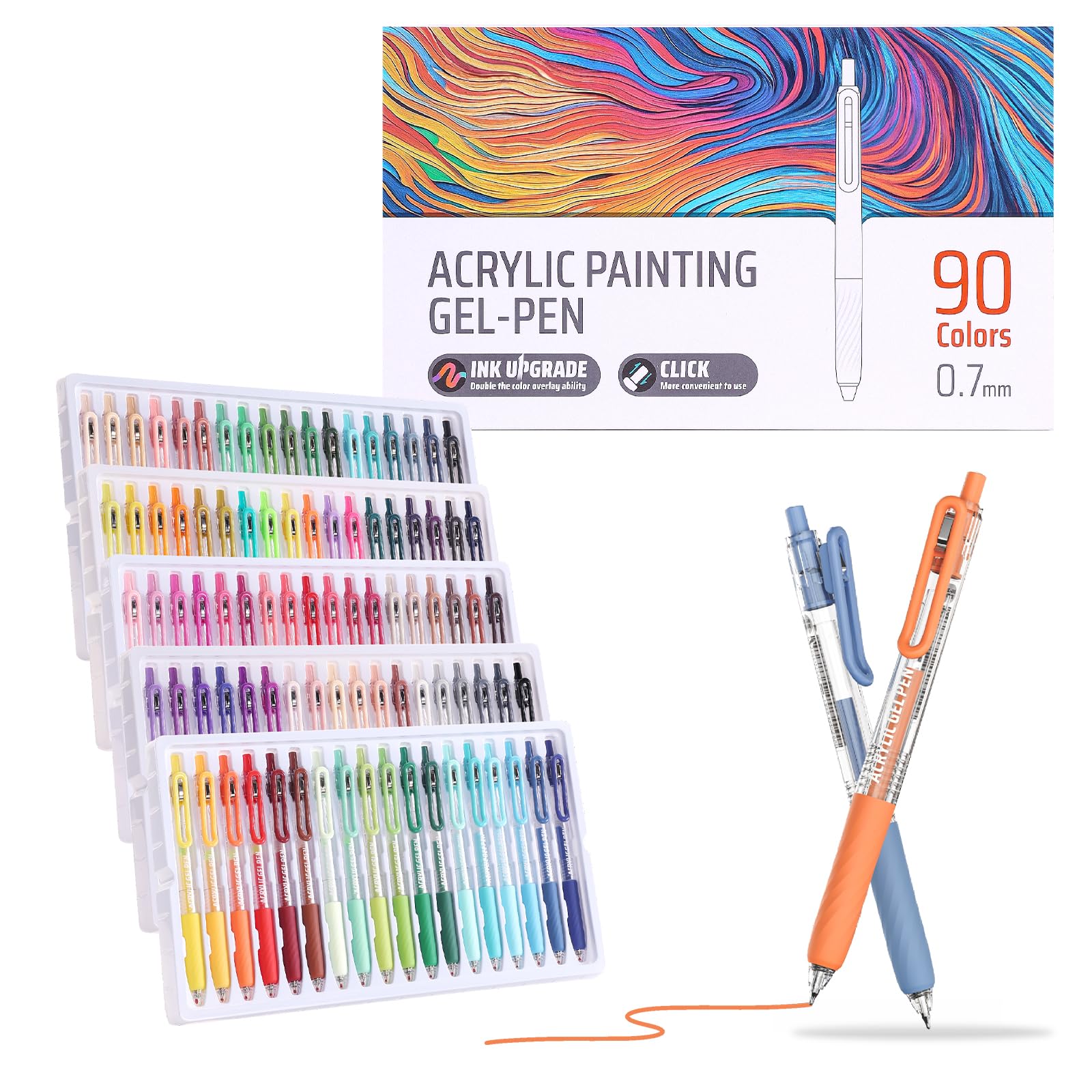 Xipan Acrylic Gel Pens for Coloring, 90 Colors Retractable Colored Pens