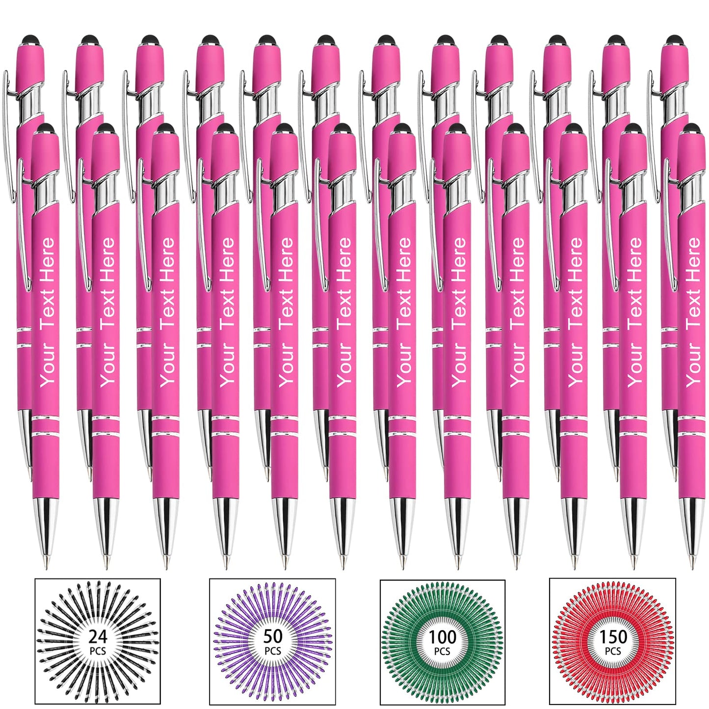 Hapelf Up to 500 Bulk Personalized Pens Custom Engraved Ballpoint Pen with Stylus Tip Retractable