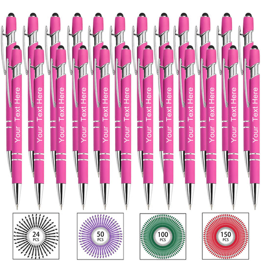 Hapelf Up to 500 Bulk Personalized Pens Custom Engraved Ballpoint Pen with Stylus Tip Retractable