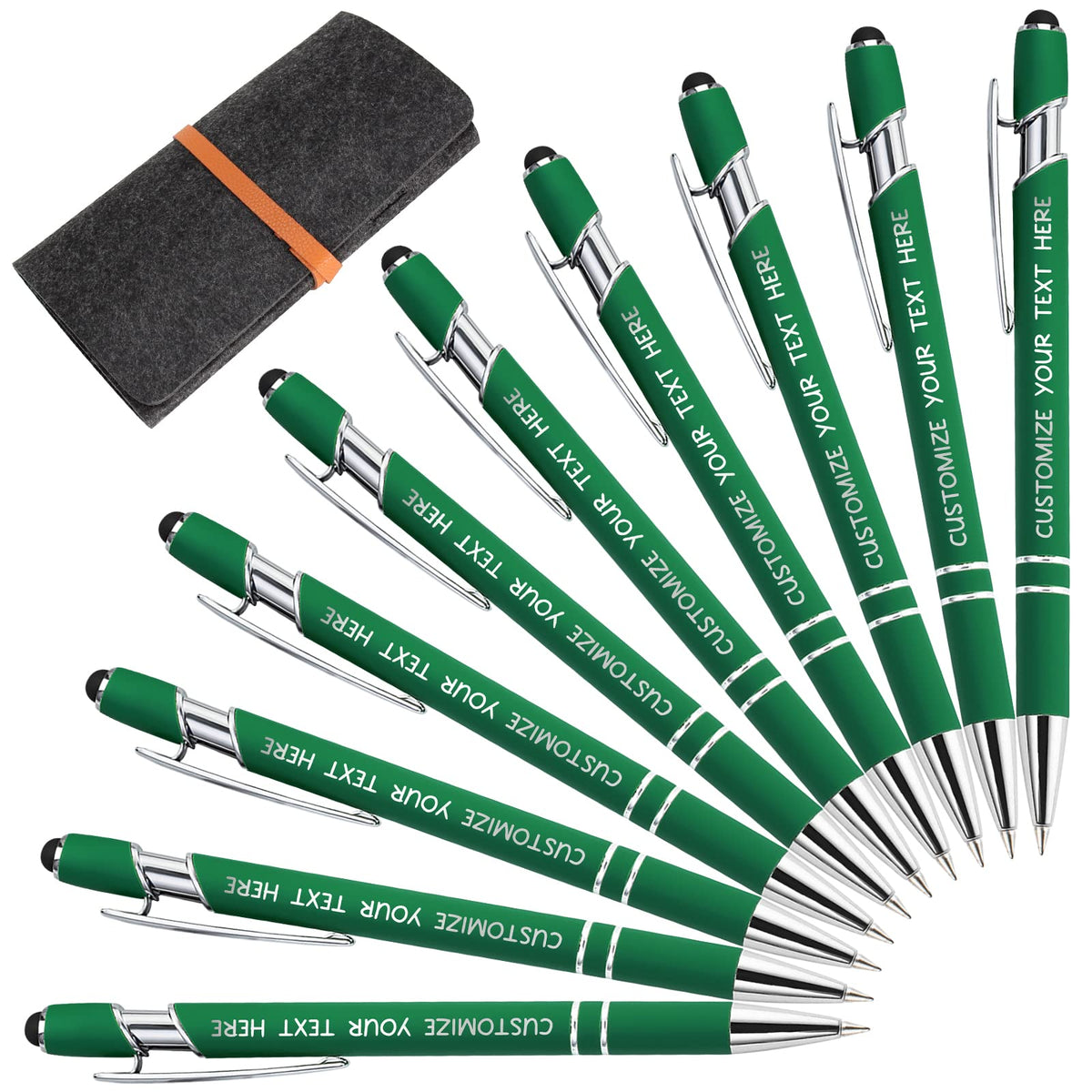 Yananka 12 Pcs Custom Pens With Stylus - Personalized With Free Engraving, Customized Business Name