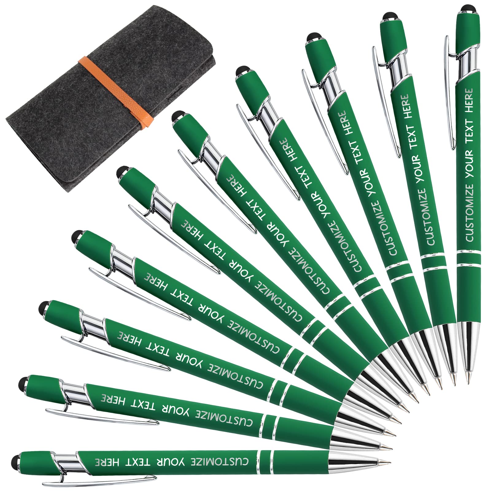 Yananka 12 Pcs Custom Pens With Stylus - Personalized With Free Engraving, Customized Business Name