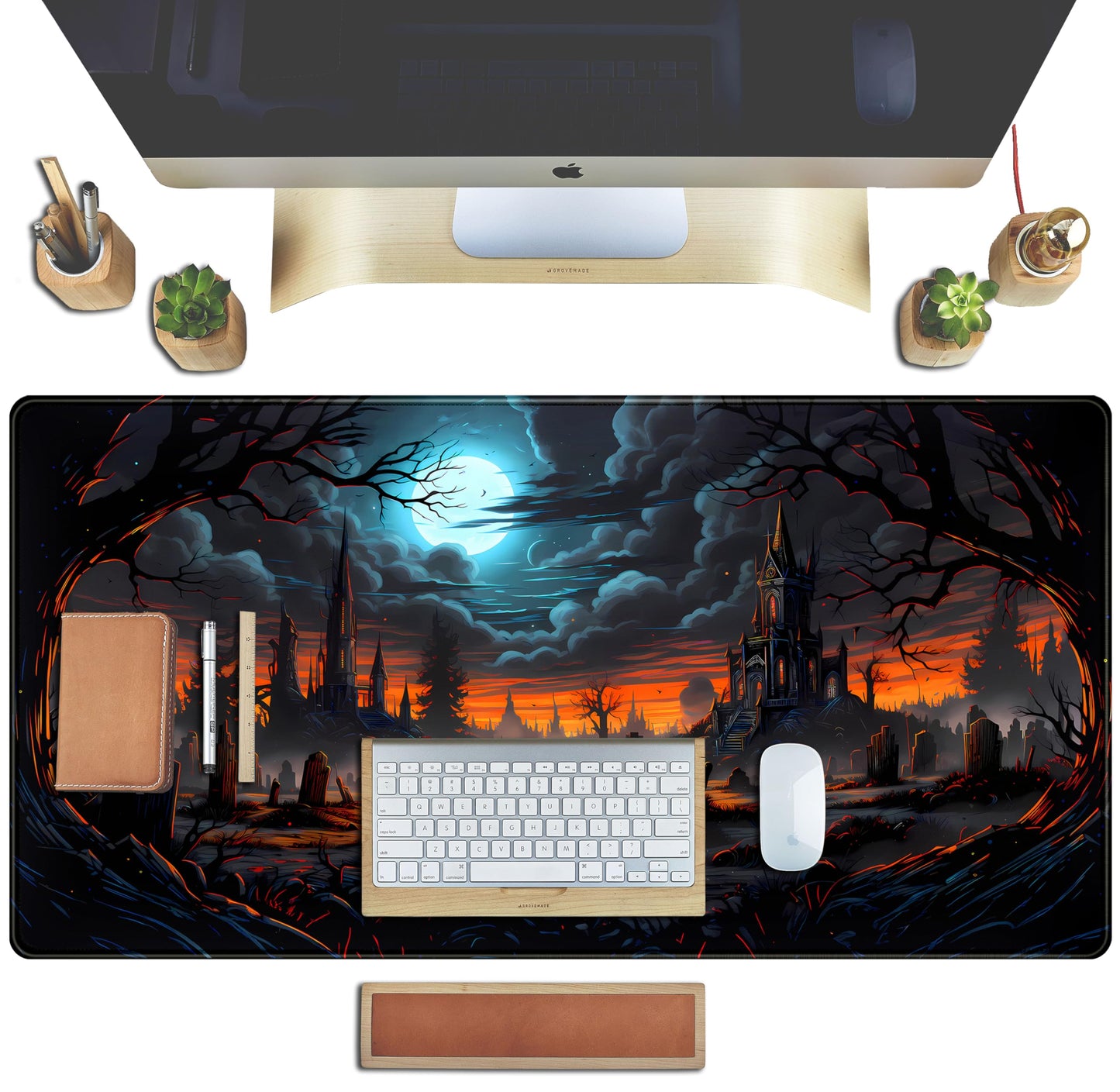 Dark Fantasy Castle Desk Pad Extended Gaming Mouse Pad, XXL Large Computer Laptop Keyboard Wireless
