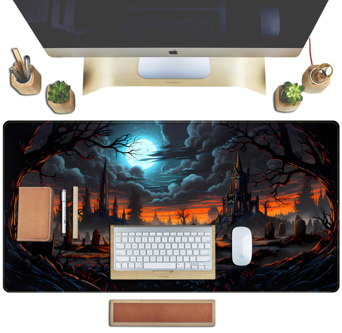 Dark Fantasy Castle Desk Pad Extended Gaming Mouse Pad, XXL Large Computer Laptop Keyboard Wireless