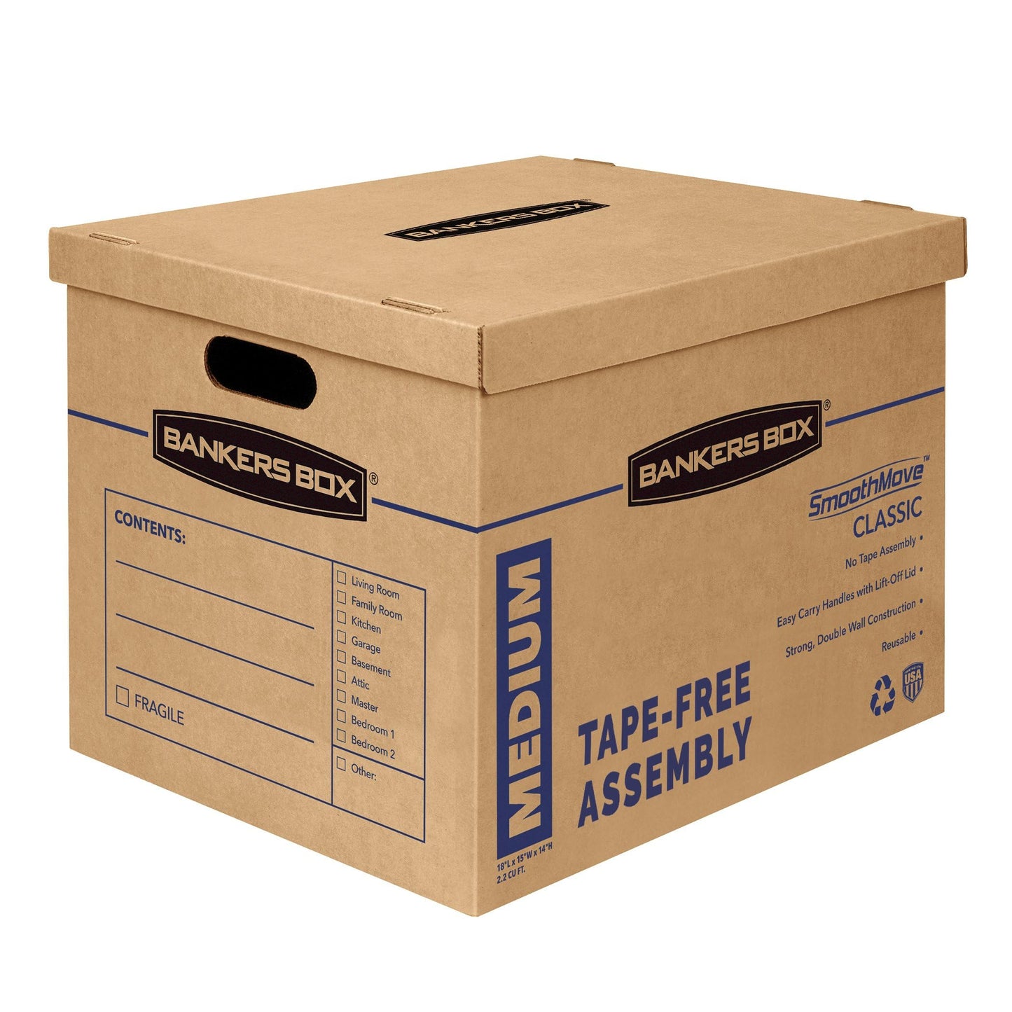 Bankers Box 8-Pack Medium Classic Moving Boxes with Reinforced Handles