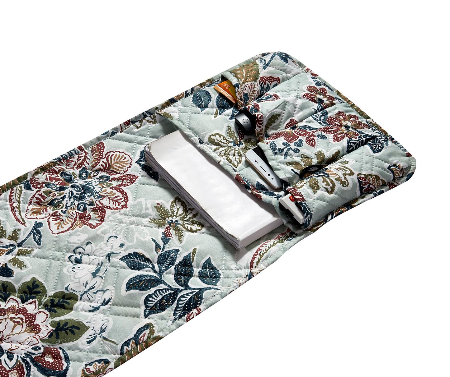 Brilliant Sunshine Vintage Green Flowers Couch Armrest Cover, 35"×13"