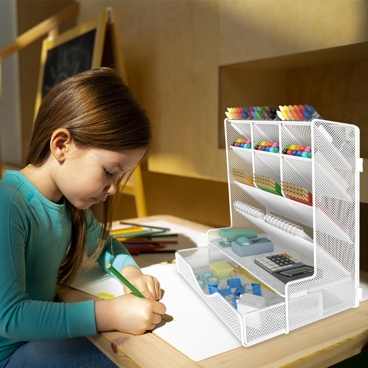 BOHDK Pen Organizer for Desk, Multi-Functional Desk Organizer, Wall Mount Pen Holder with Drawer
