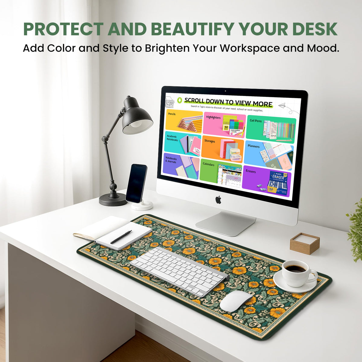 ZapDesk Large Desk Mat, Extended Mouse Pad for Desktop, 31.5" x 11.8"
