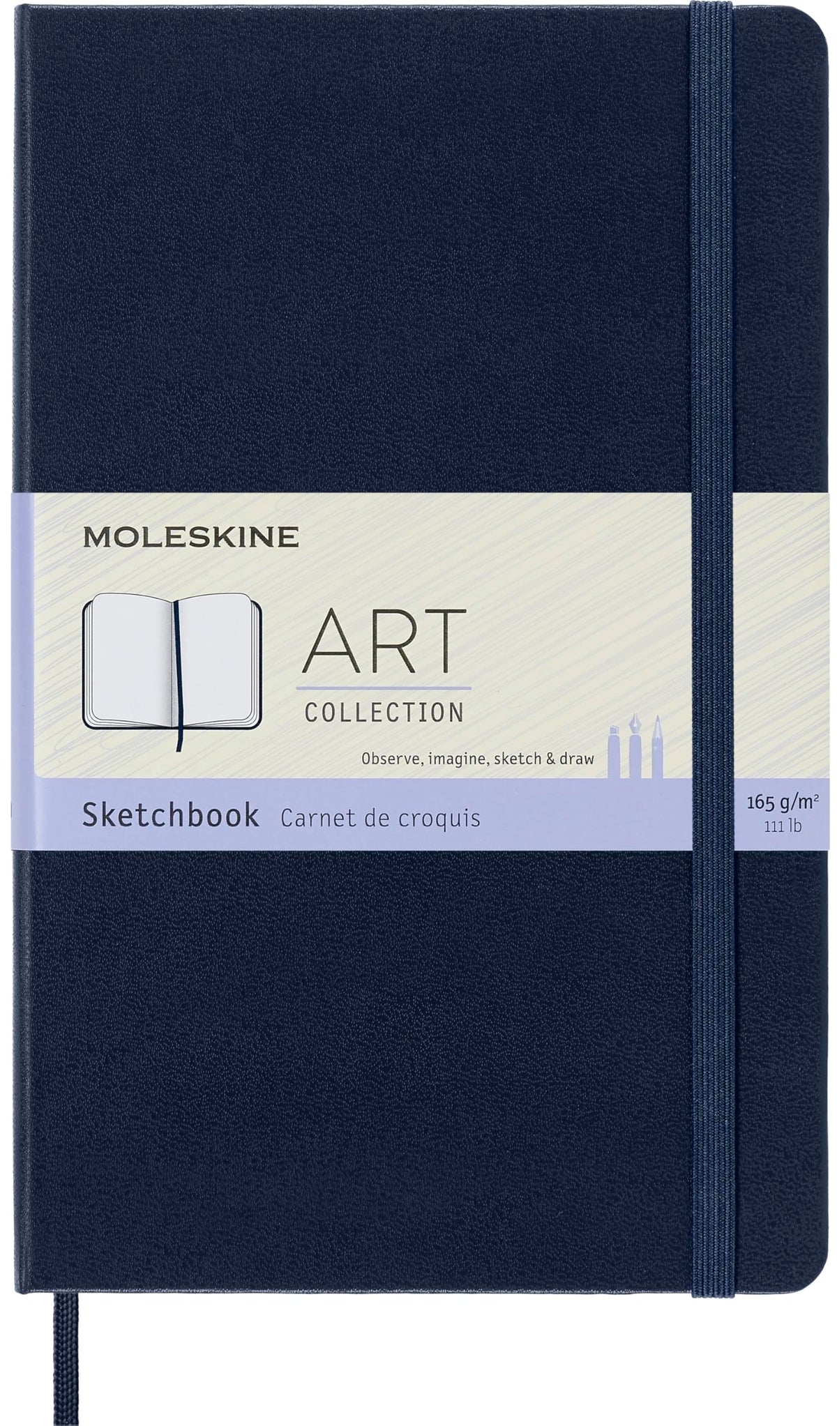 Moleskine Art Sketchbook, Hard Cover, Large (5" x 8.25") Plain/Blank, Sapphire Blue, 104 Pages