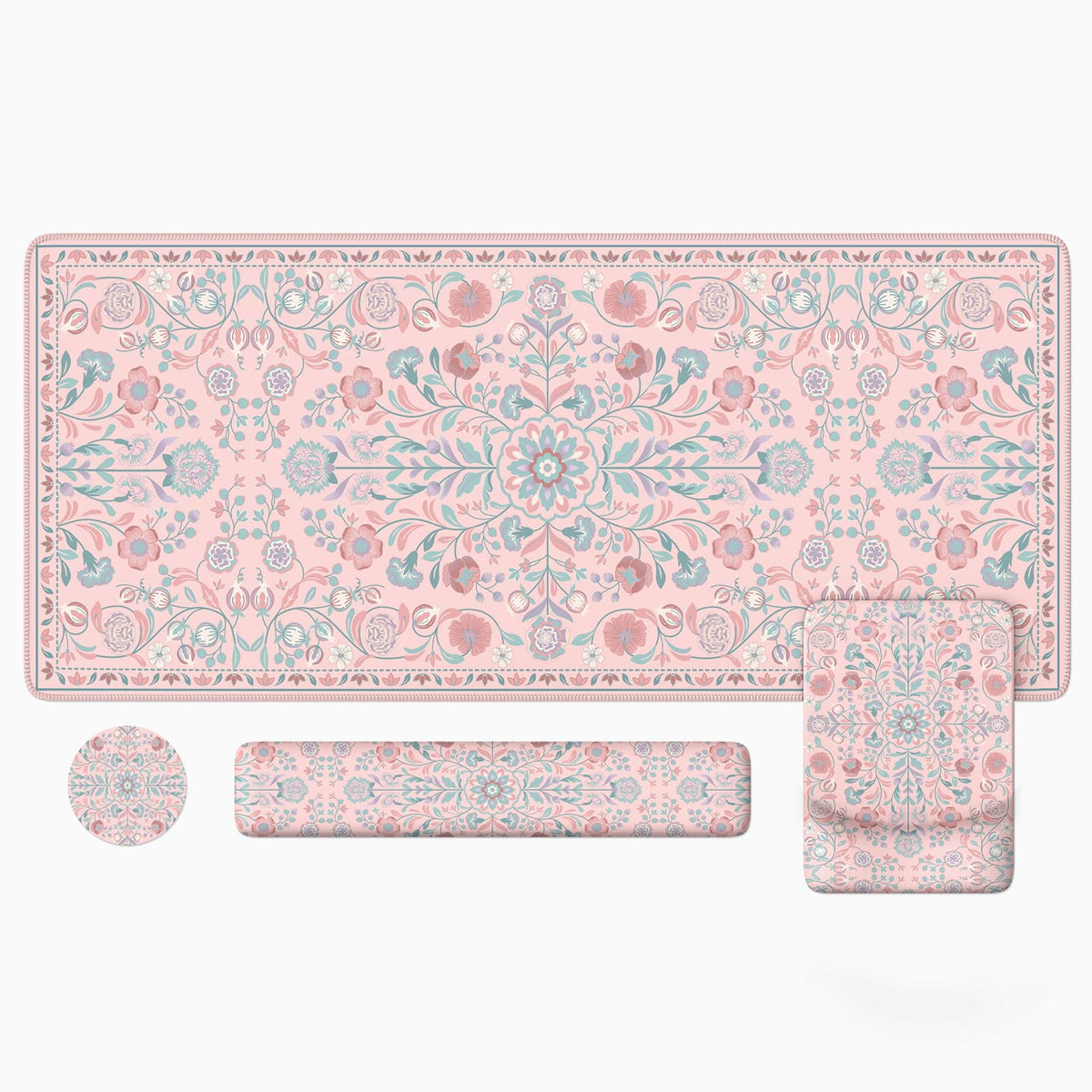 iLeadon Pink Desk Mat Set, Ergonomic Mouse Pad with Wrist Rest