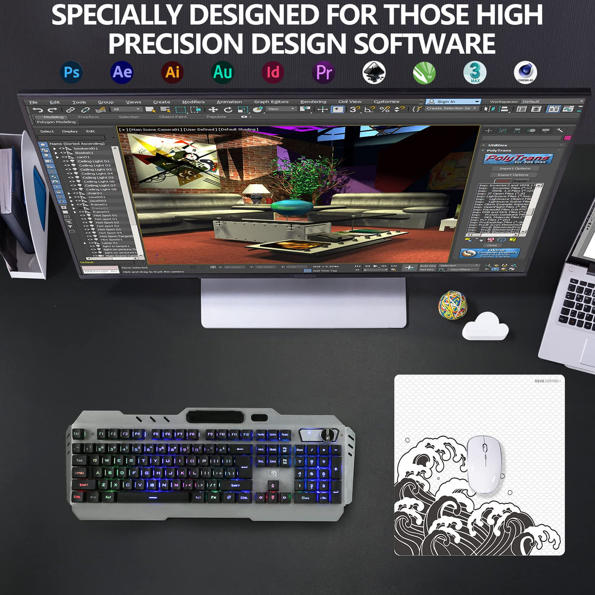 X-Raypad Aqua Control Plus Wave Gaming Mouse Pad, Ultra-High Precision Mouse Pad with Perfect Speed
