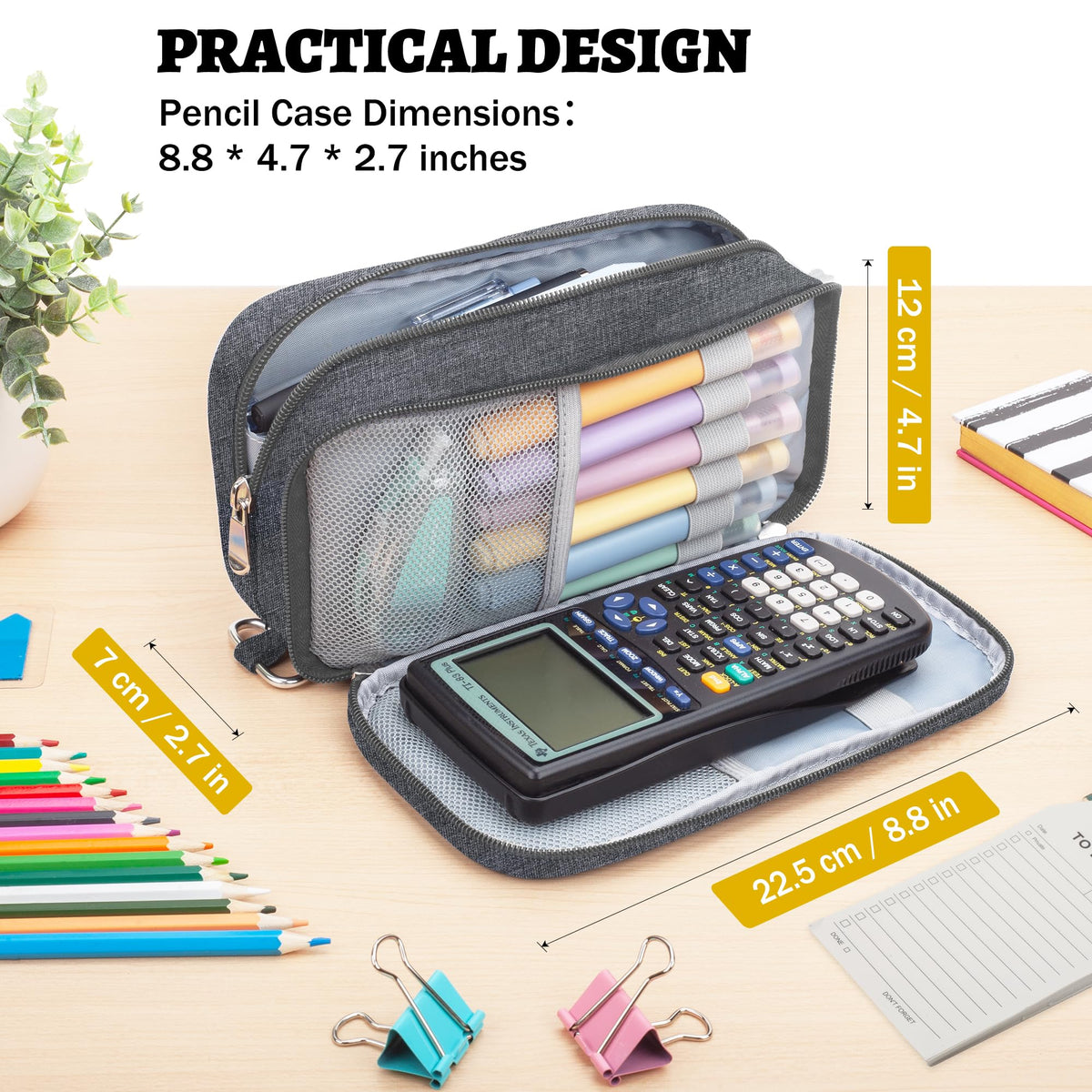 Pencil Case Big Capacity Pen Pouch Large Storage Holder Marker Pen Bag Durable 3 Compartment School