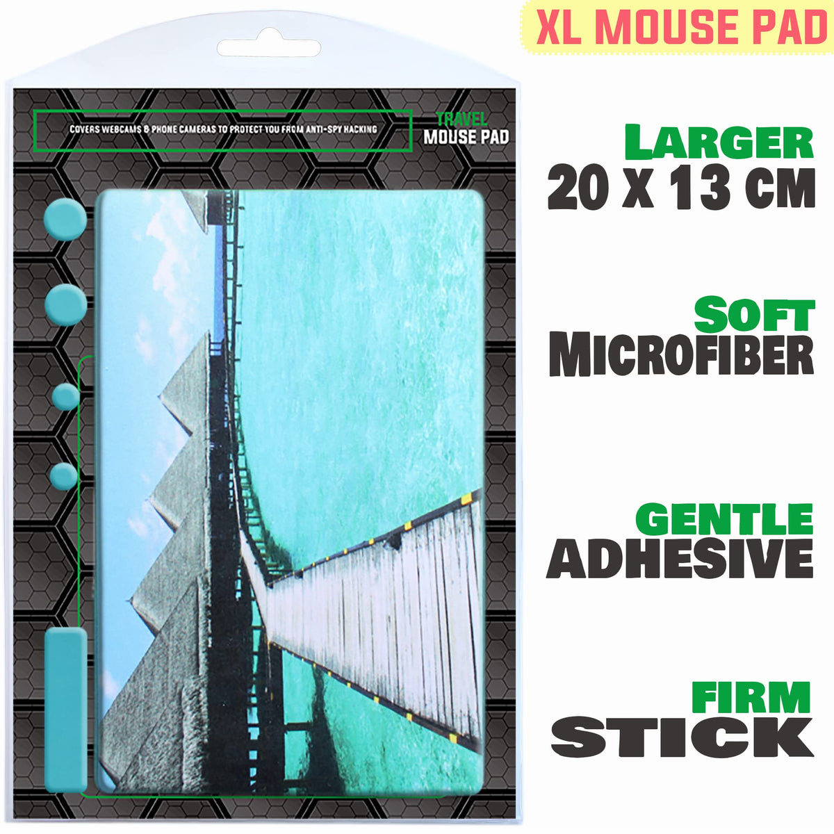 Peel and Stick Mouse Pad - Portable - Adhesive Stick on Bottom - Large Size Mouse Pads - Portable