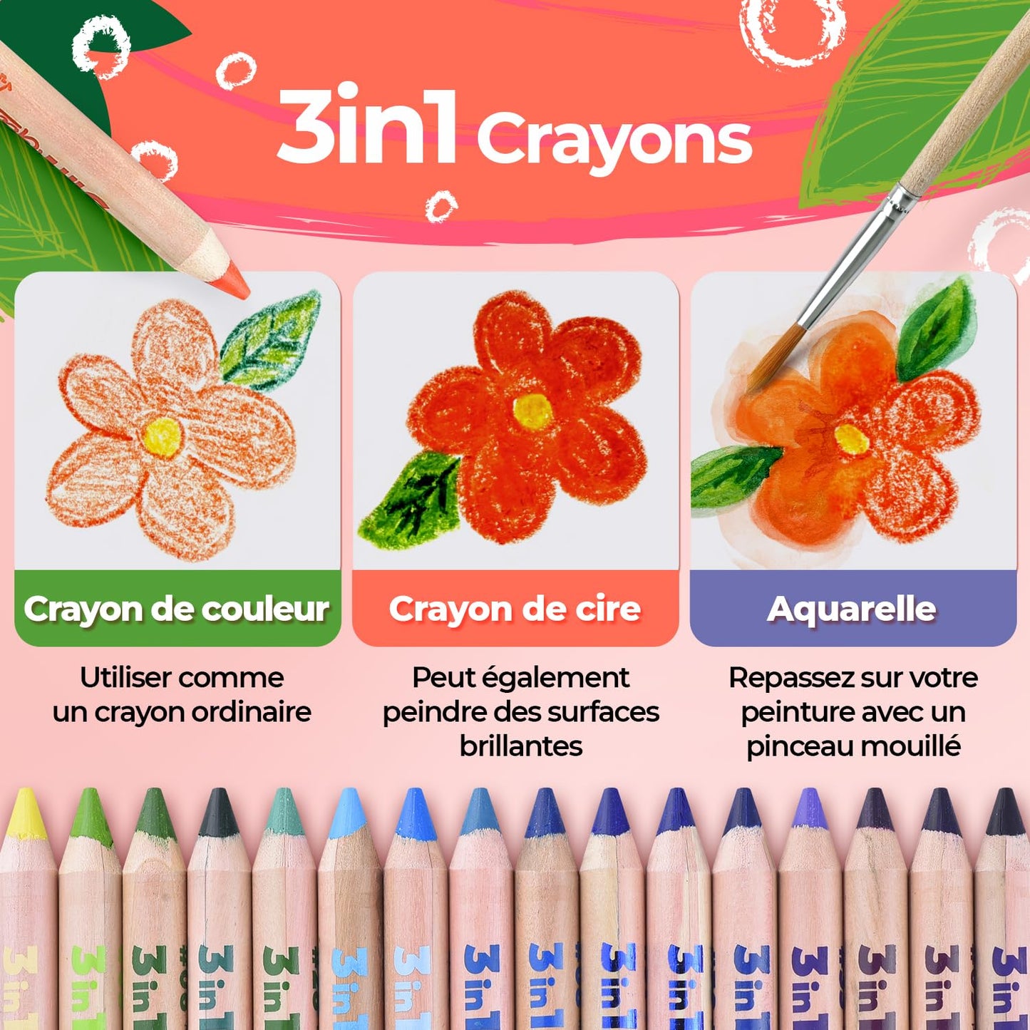 colozoo 3 In 1 Color Pencil Set for Kids | 48 Colored Pencil for Toddlers. Fat Coloring Pencils