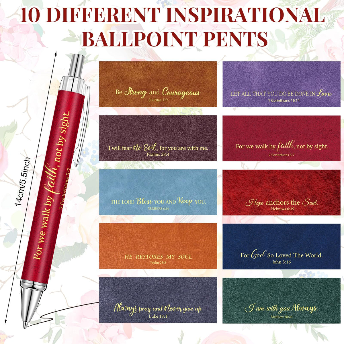 Qeeenar 50 Pcs Bible Verse Pens Christian Gift,Morandi