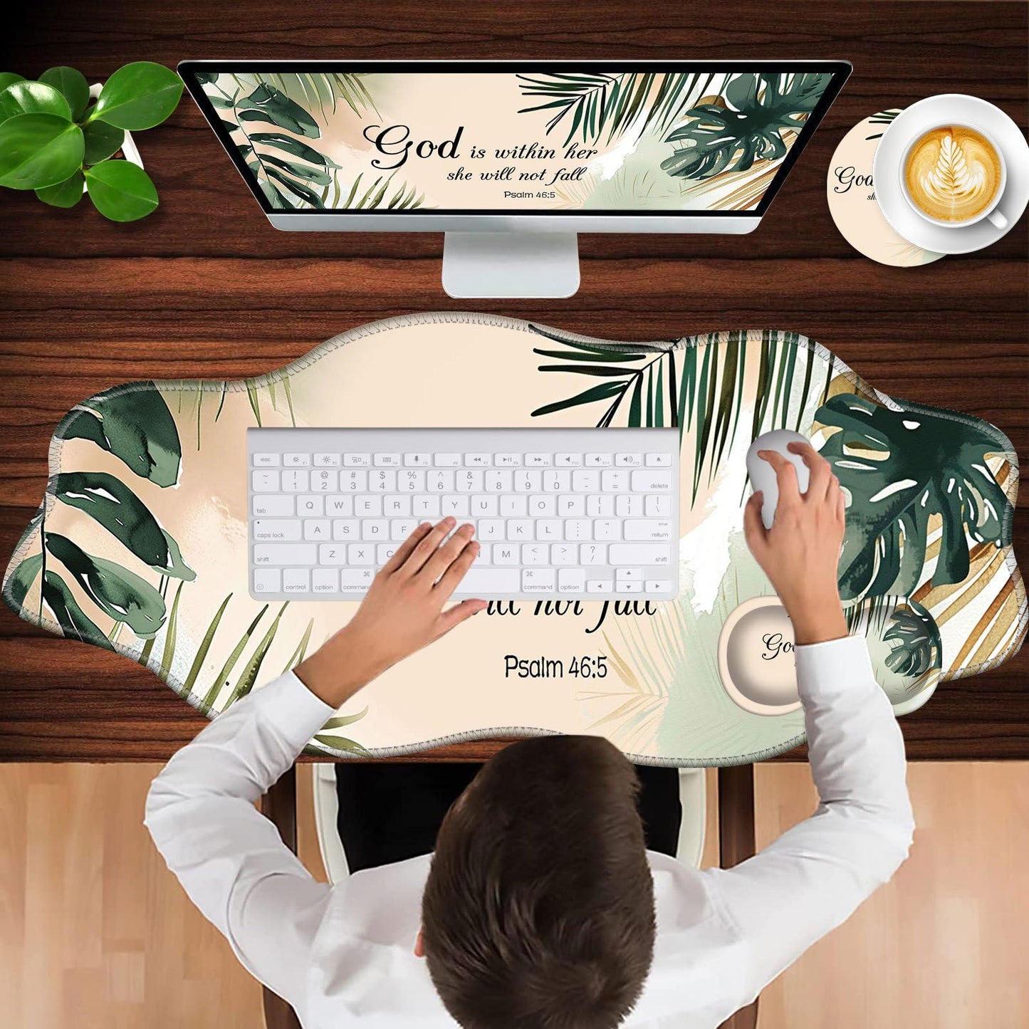 CICPLKSE Mouse Pad with Wrist Support + Desk Mat + Coaster 3 in 1 Set, XXL Large Gaming Mousepad