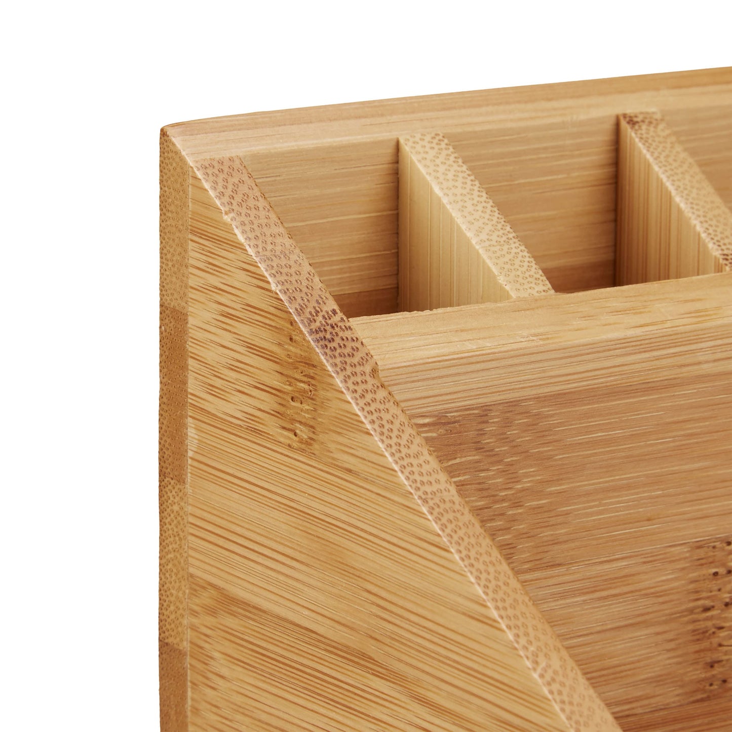 Relaxdays Bamboo Desk Organiser, Pencil Holder, 10 Compartments, Wood Grain, Size: 10 x 23 x 10 cm