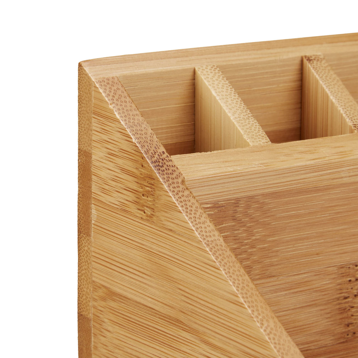 Relaxdays Bamboo Desk Organiser, Pencil Holder, 10 Compartments, Wood Grain, Size: 10 x 23 x 10 cm