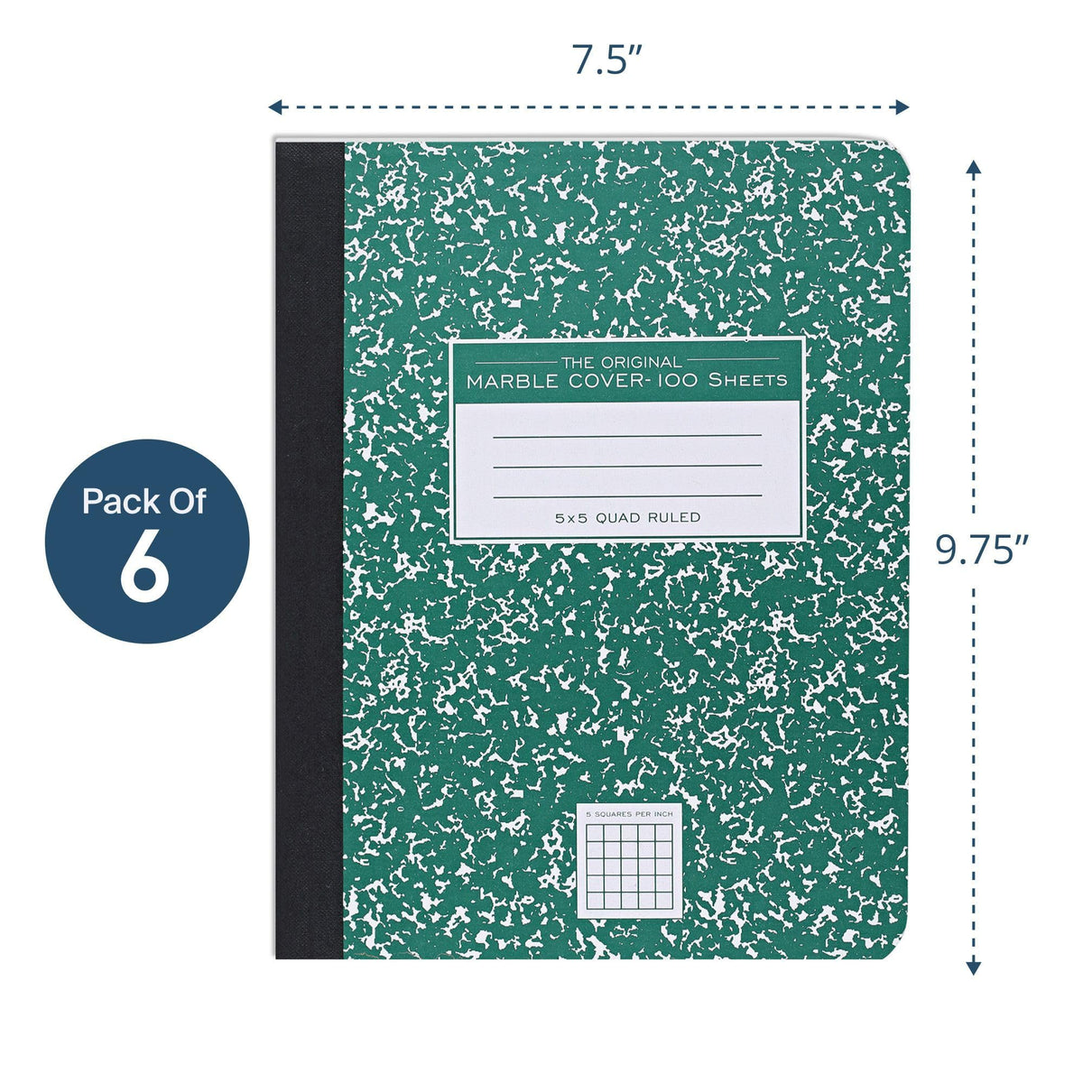 ROARING SPRING Hard Cover Composition Book, Graph Rule, 200 Pages, 6 Pack
