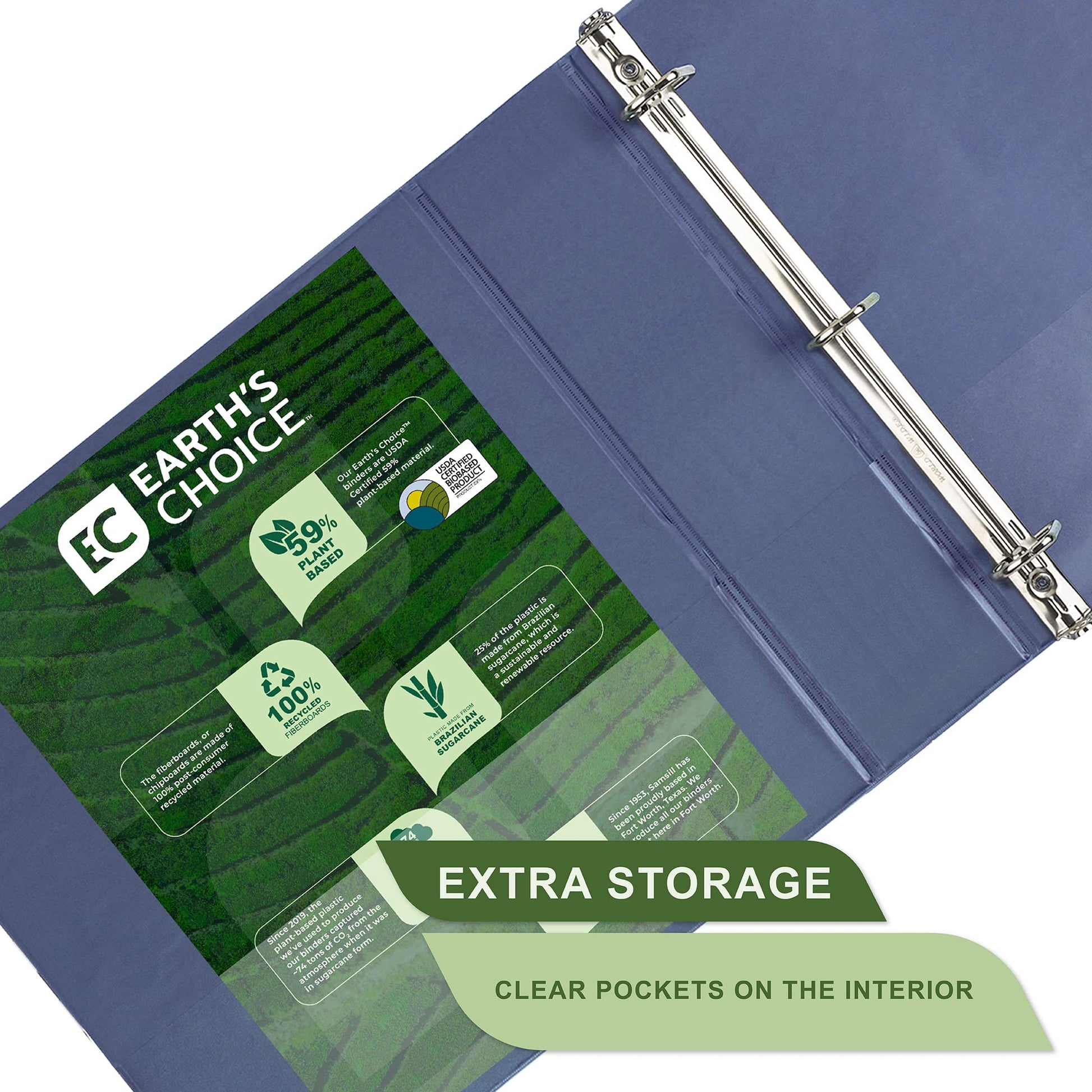 Samsill Earth's Choice, 3-Inch Durable D-Ring View Binder 2 Pack, USDA Certified Biobased