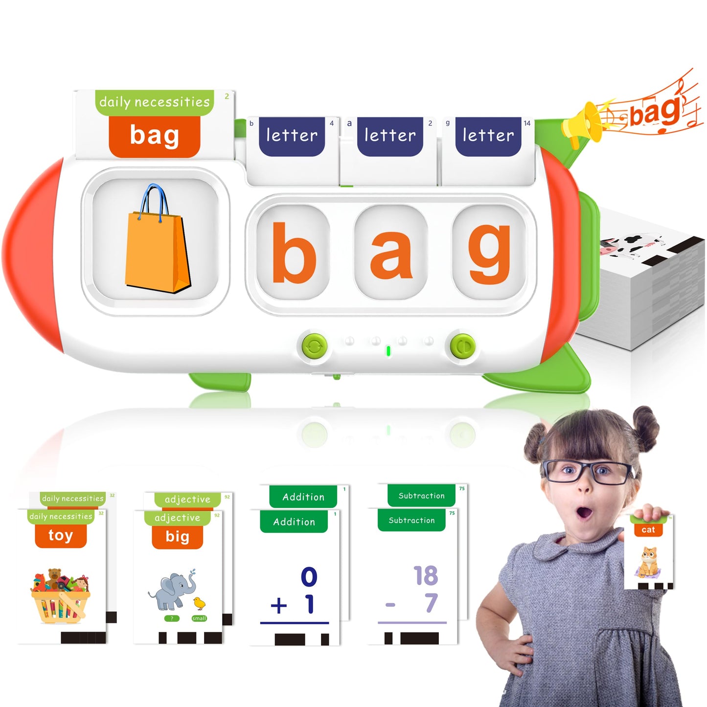 102 Sight Words & 56 Math Flash Cards for Kids Ages 5-7, Speech Therapy Toy