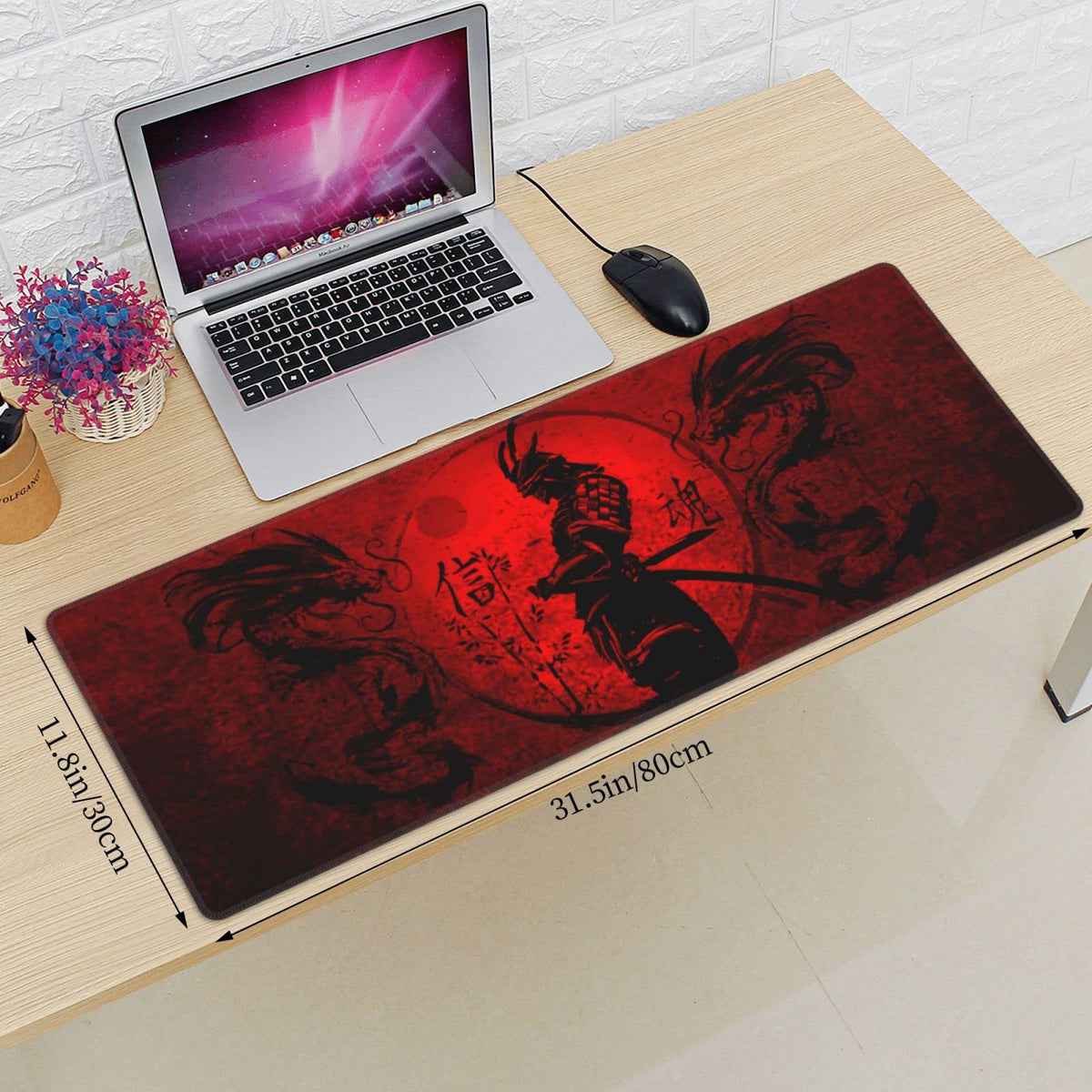 Japanese Samurai Mouse Pad XL Extended Desk Mat, Computer Mousepad