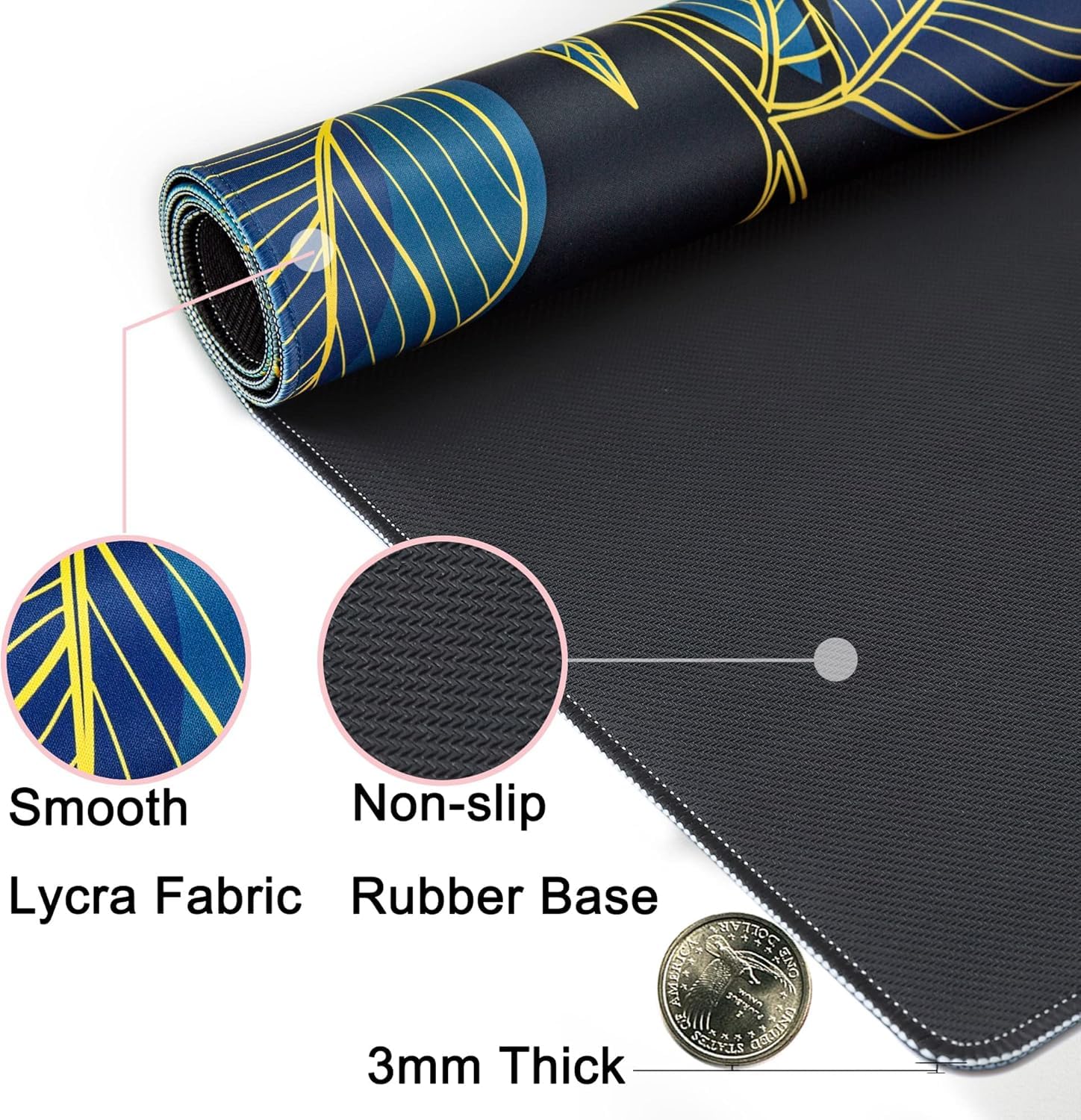 Large Gaming Mouse Pad with Coaster,Desk Matt for Desktop,Desk Mat-Leaves
