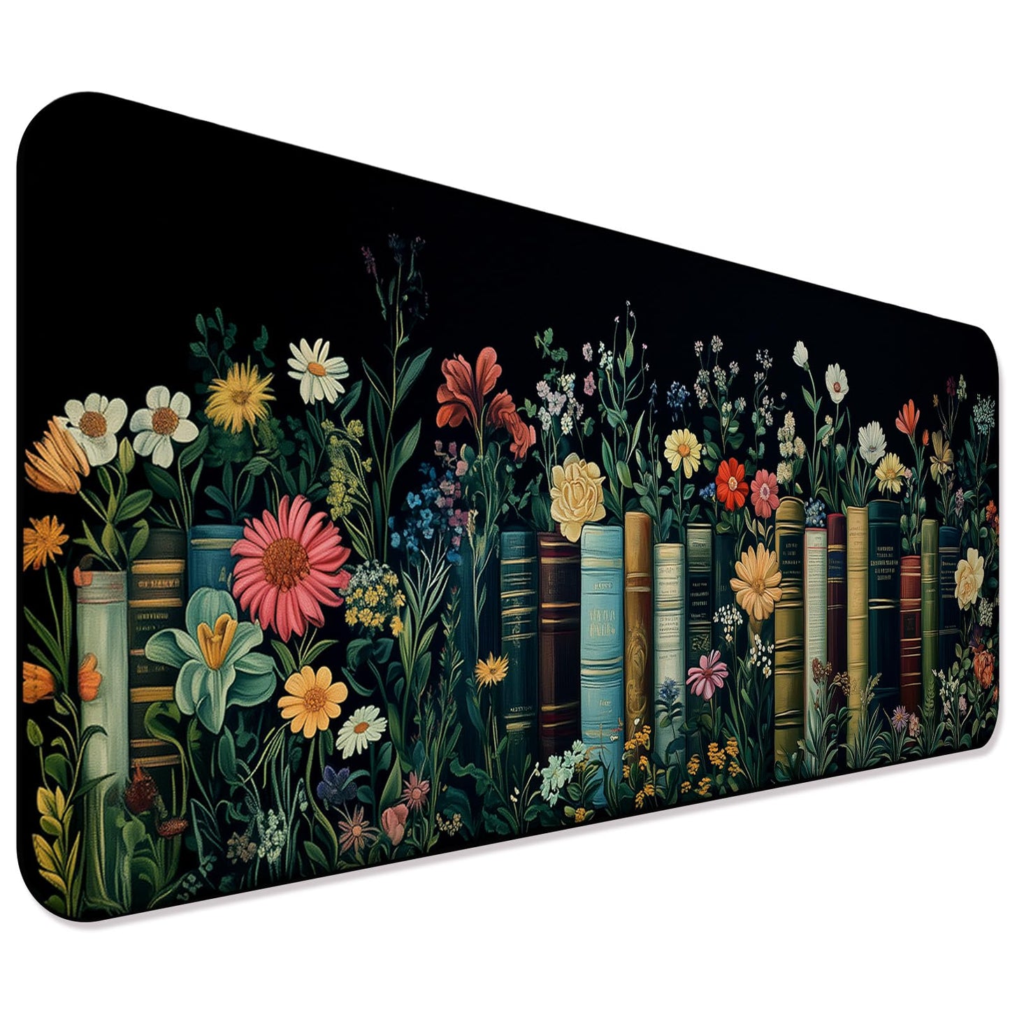 JIANG100 Fantasy Pretty Wildflower Book Gaming Desk Mat, Extended Mouse Pad