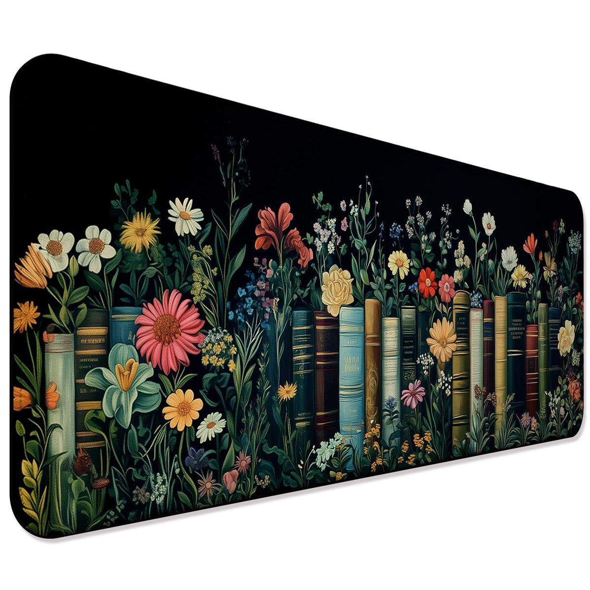 JIANG100 Fantasy Pretty Wildflower Book Gaming Desk Mat, Extended Mouse Pad