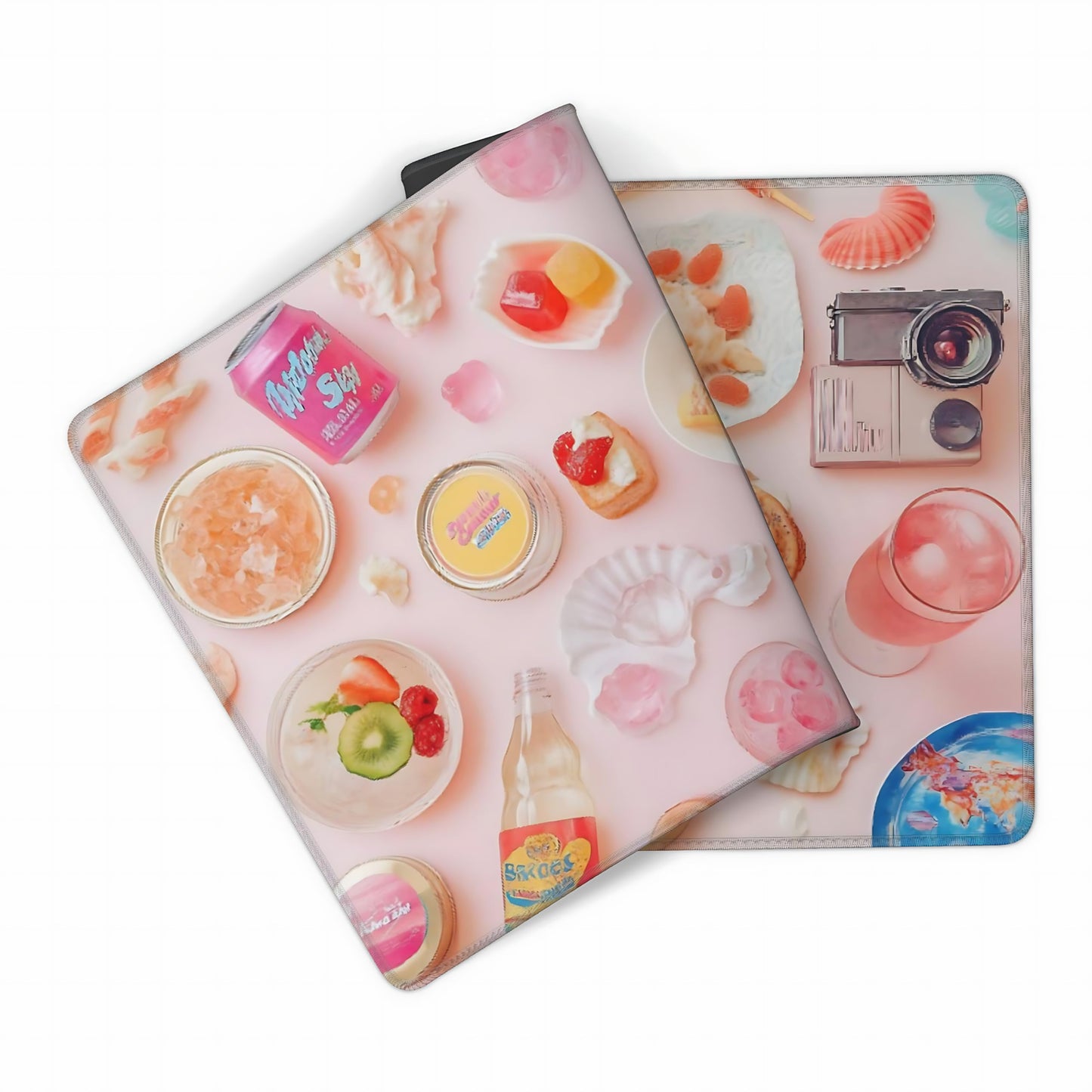 Cute Aesthetic Party Gaming Mouse Pad, Pink Minimalist Desk Mat with Anti-Slip Base & Stitched