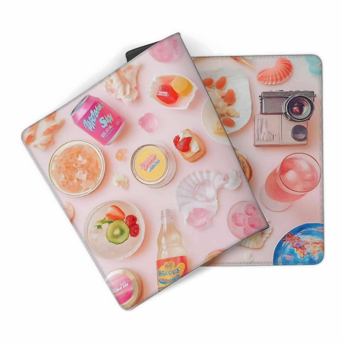 Cute Aesthetic Party Gaming Mouse Pad, Pink Minimalist Desk Mat with Anti-Slip Base & Stitched