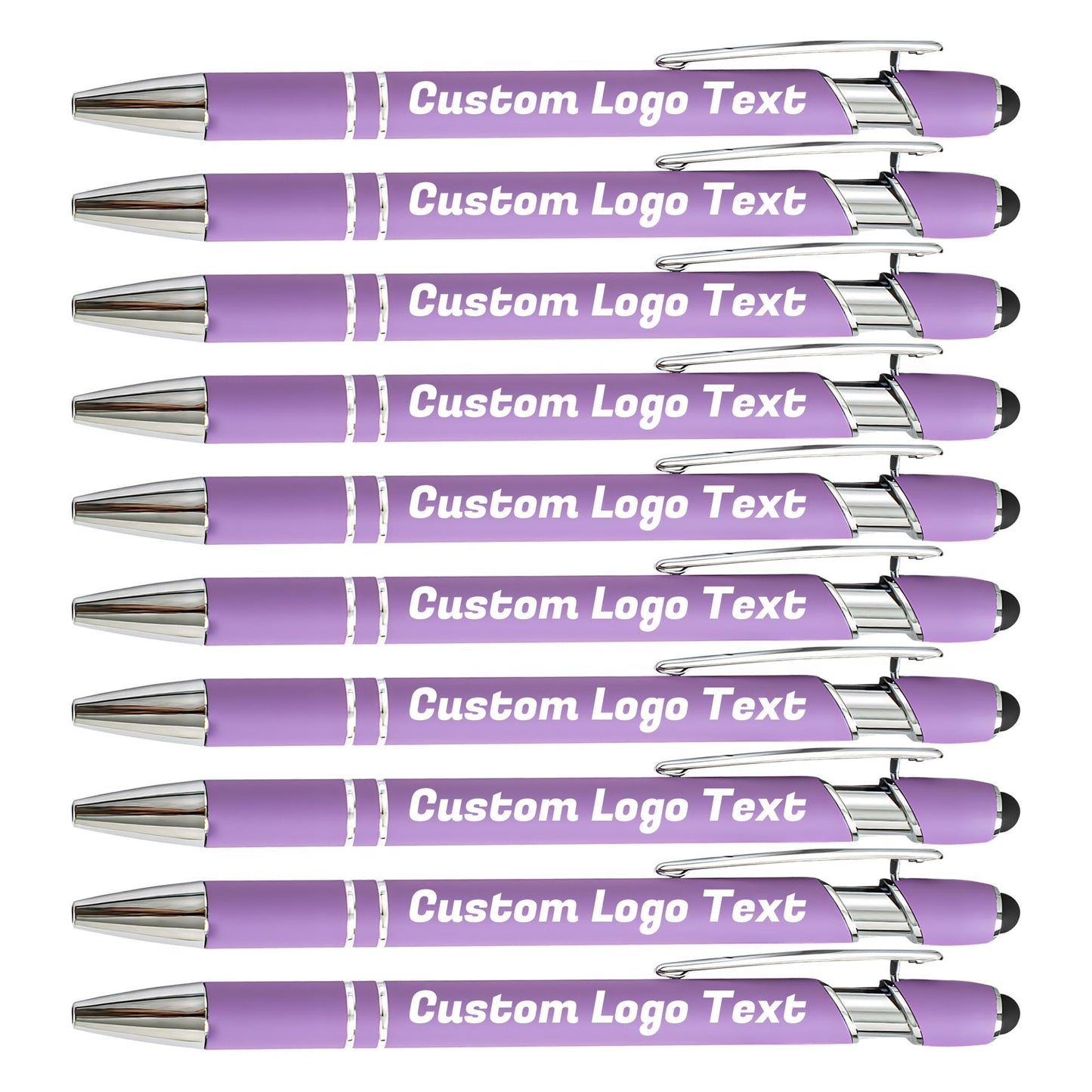 HEYZARDA Custom Pens Ballpoint with Stylus for Events, Purple, 10 Pcs